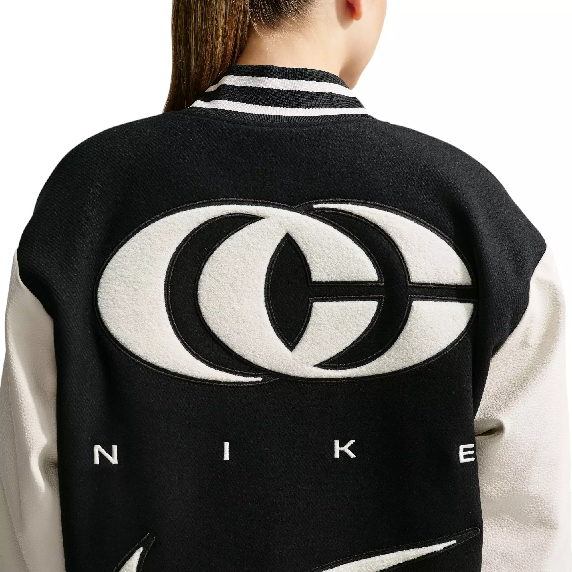 Nike Caitlin Women's Basketball Varsity Jacket - BLACK/OFF-WHITE