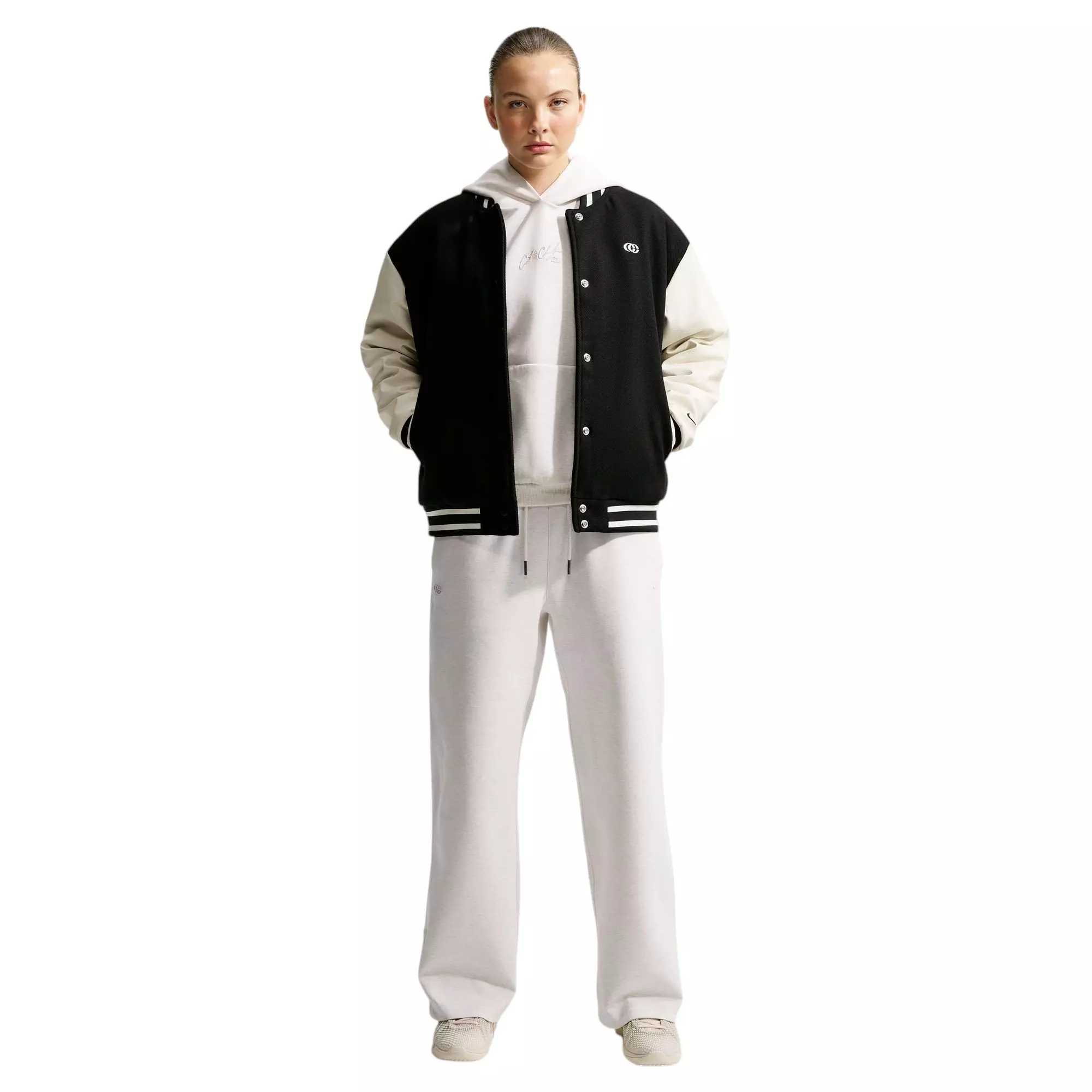 Nike Caitlin Women's Basketball Varsity Jacket - BLACK/OFF-WHITE