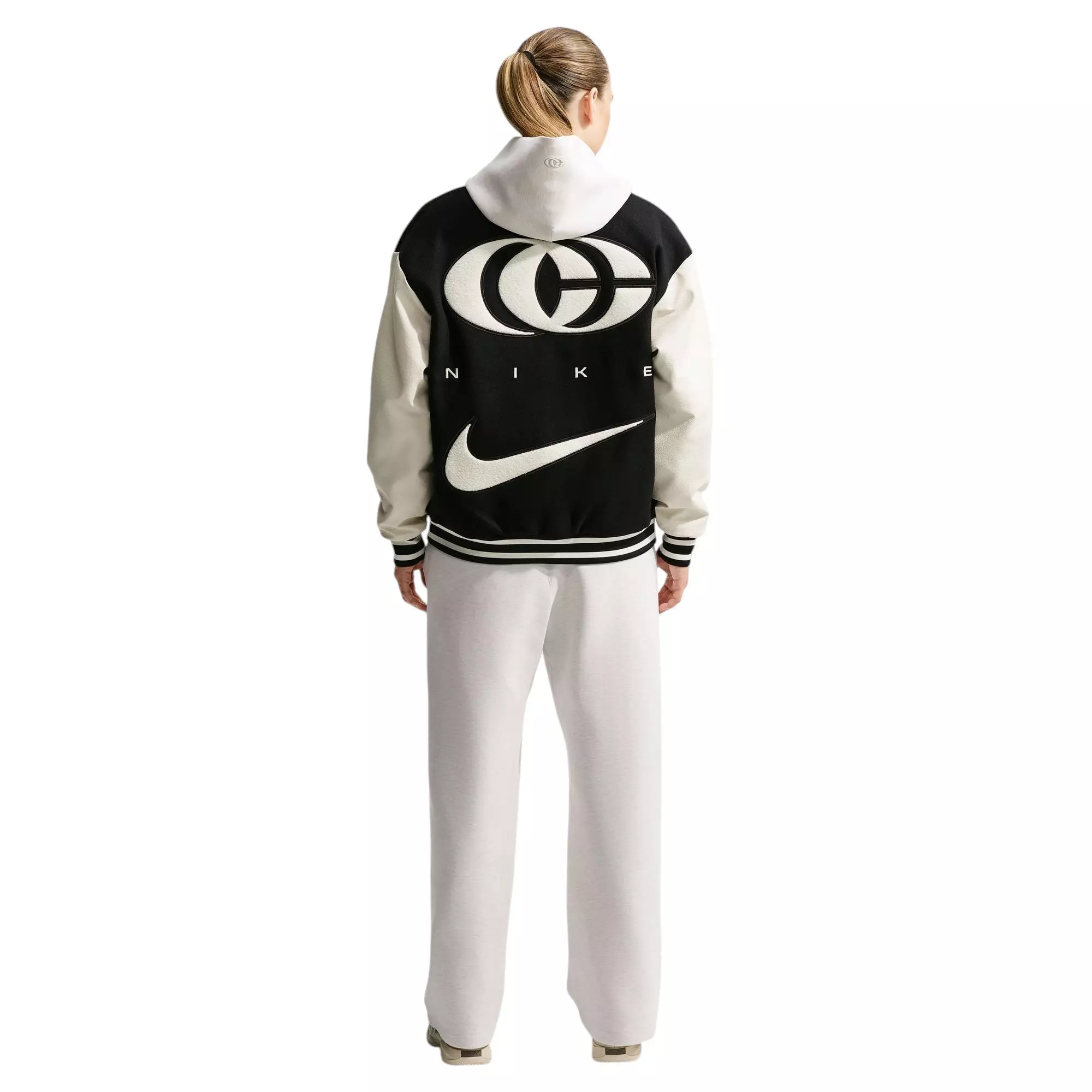 Nike Caitlin Women's Basketball Varsity Jacket - BLACK/OFF-WHITE