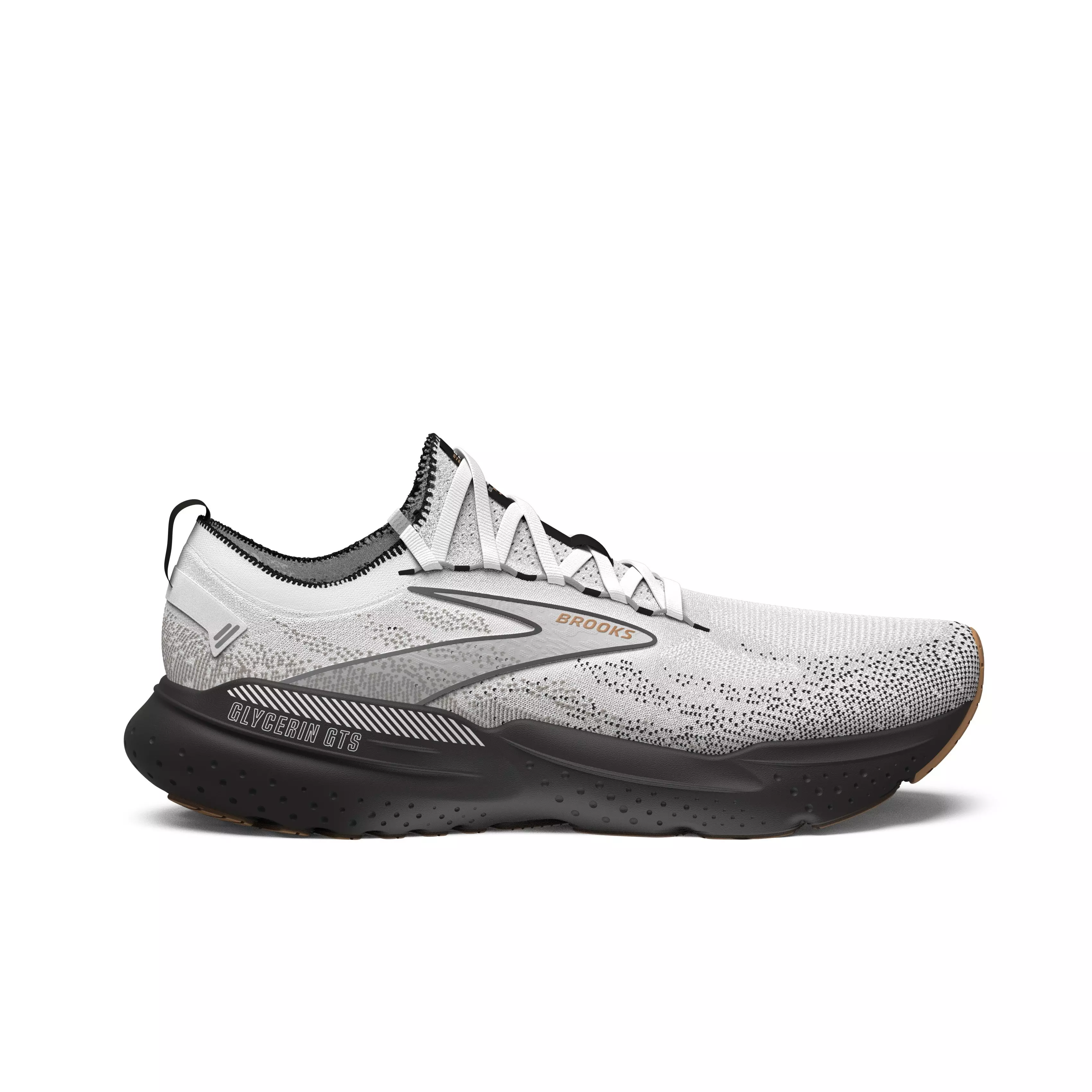 Brooks Glycerin StealthFit GTS 21 "White/Grey/Black" Men's Running Shoe - WHITE/GREY/BLACK