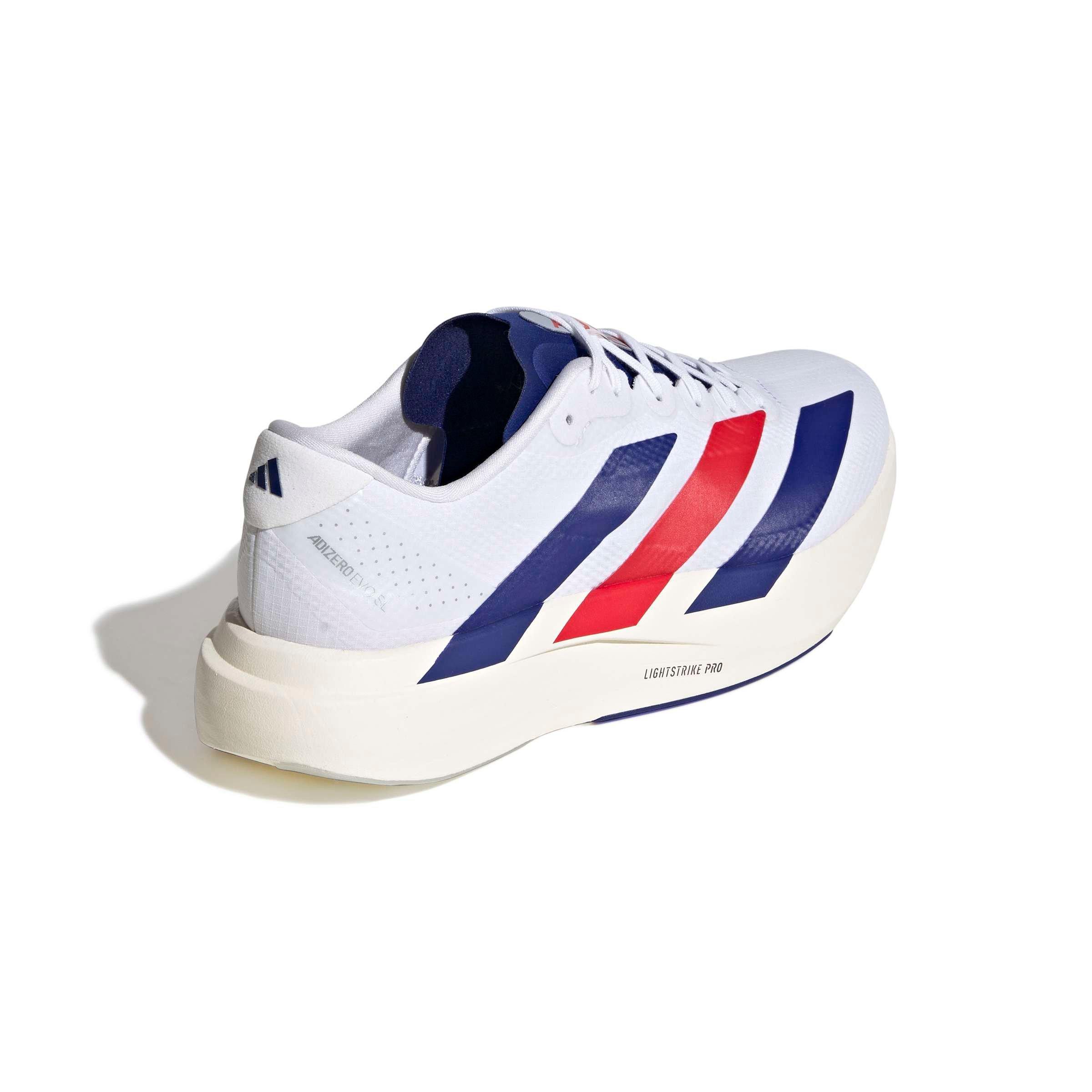adidas Adizero EVO SL "Ftwr White/Mystery Ink/Pure Ruby" Men's Running Shoe - WHITE/INK/RUBY Thumbnail View 4