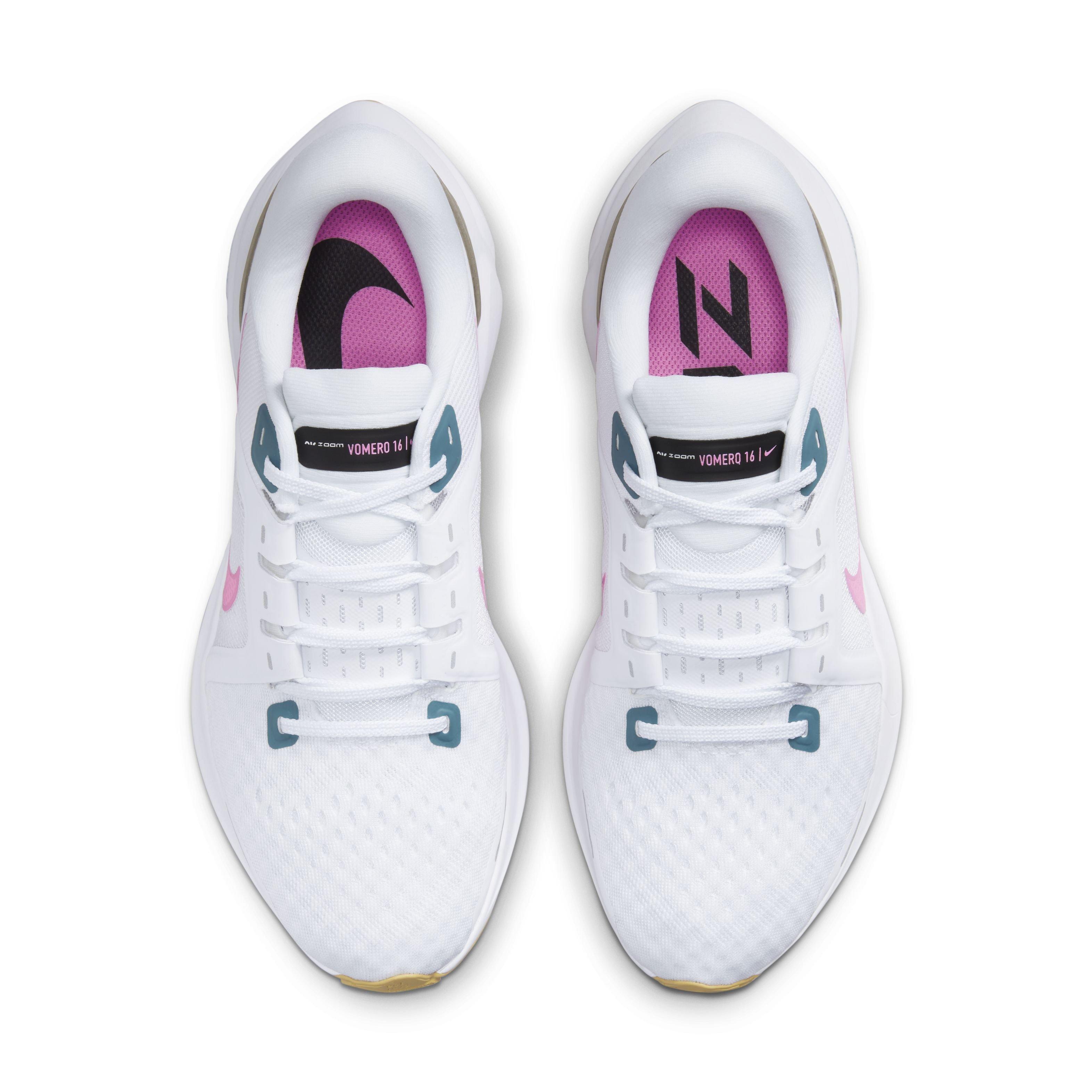 Nike Vomero 16 "White/Pink Spell/Noise Aqua/Wheat Gold" Women's Running Shoe - WHITE/PINK/AQUA/GOLD Thumbnail View 4
