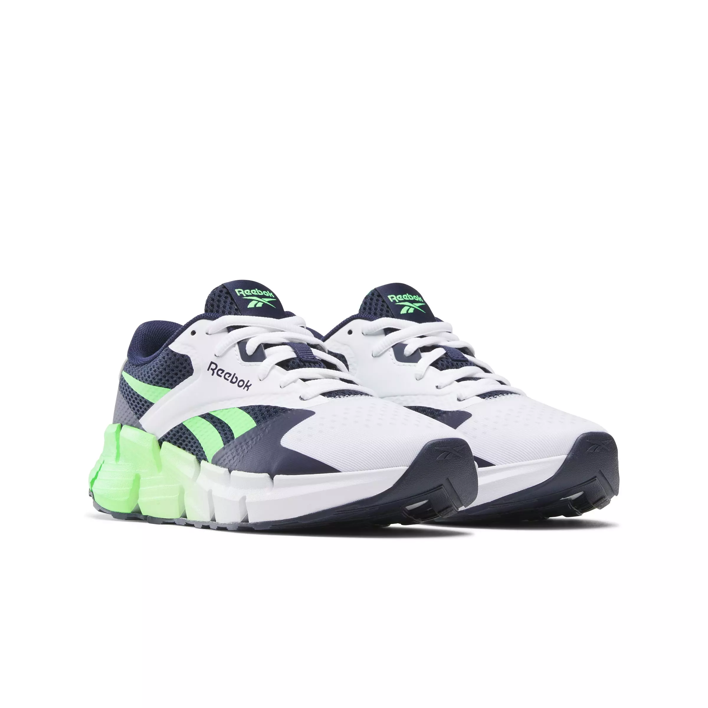Reebok Zig Dynamica 5 "White/Navy/Green" Grade School Boys' Running Shoe - WHITE/NAVY/GREEN