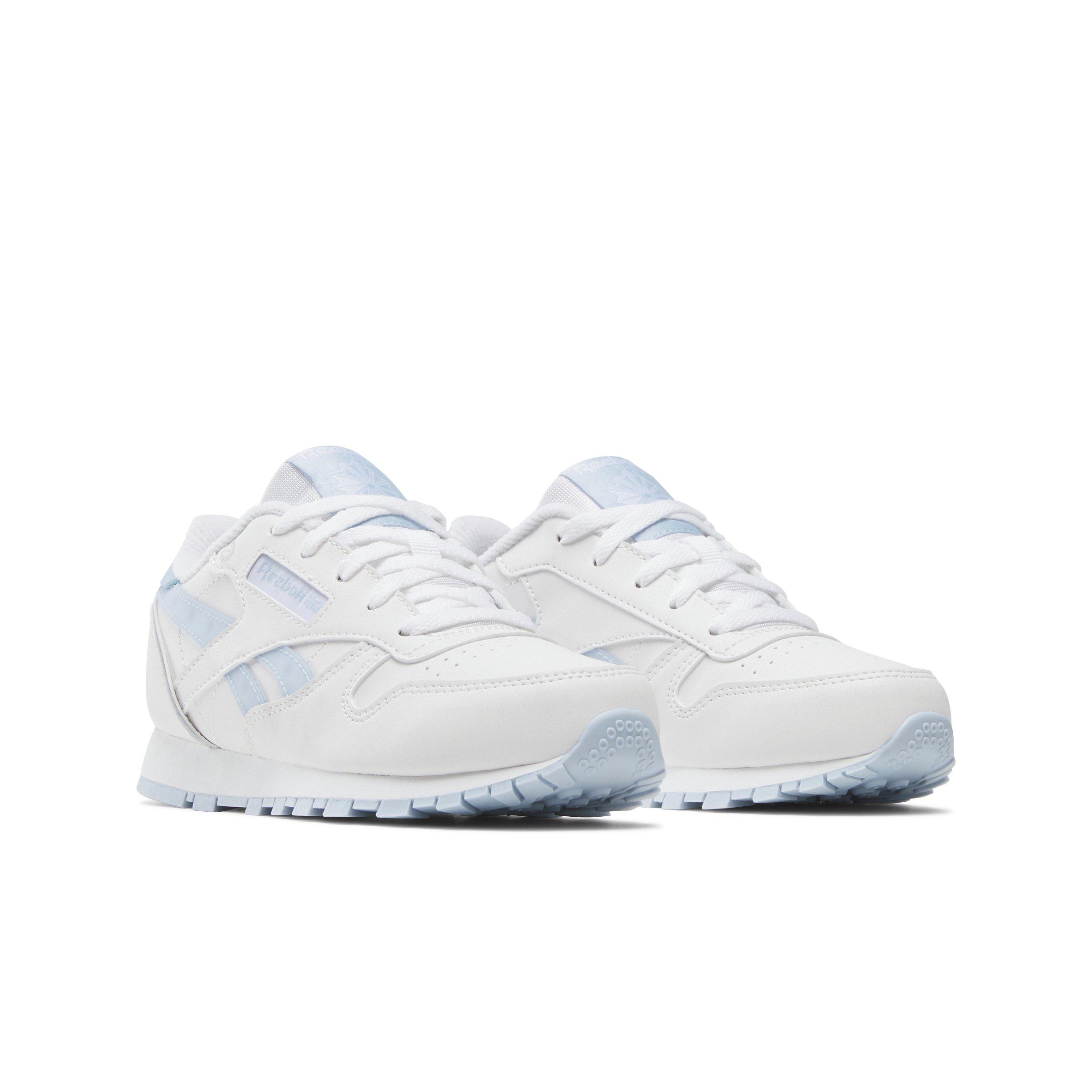 Reebok Classic Leather Step 'n Flash 2.0 Preschool Girls' "Light Grey/Light Blue" Shoe