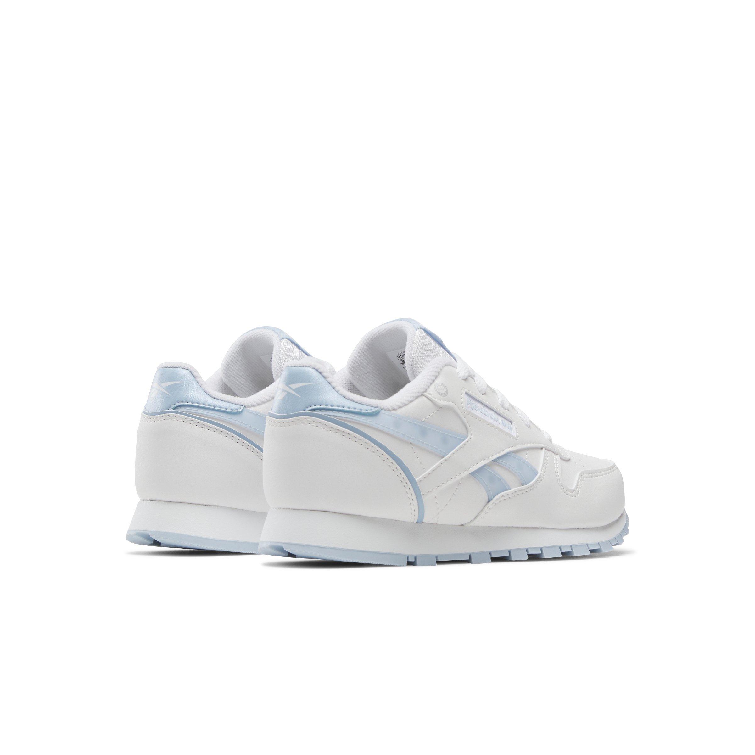 Reebok Classic Leather Step 'n Flash 2.0 Preschool Girls' "Light Grey/Light Blue" Shoe