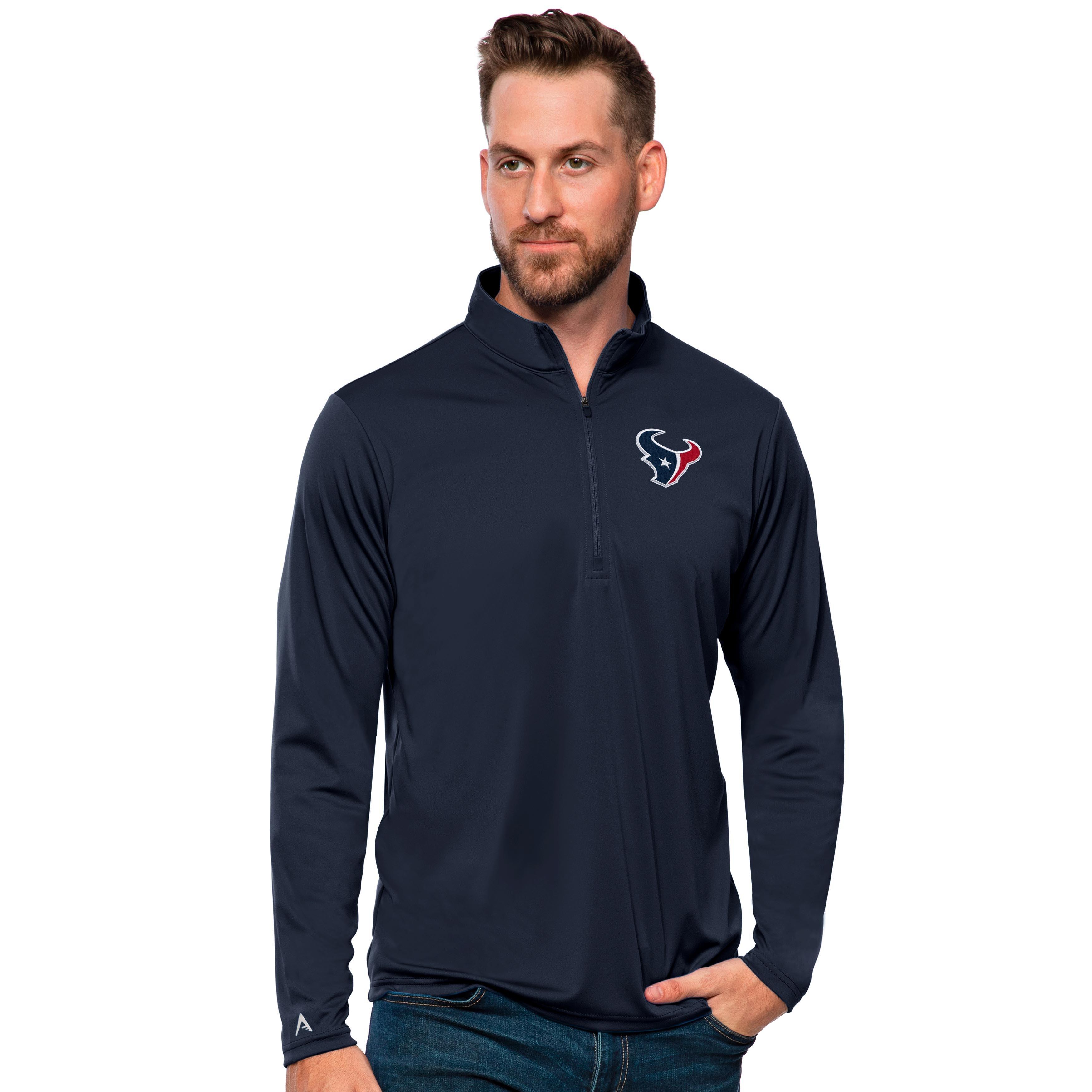 Men's Antigua White Houston Texans Team Quarter-Zip Pullover Top