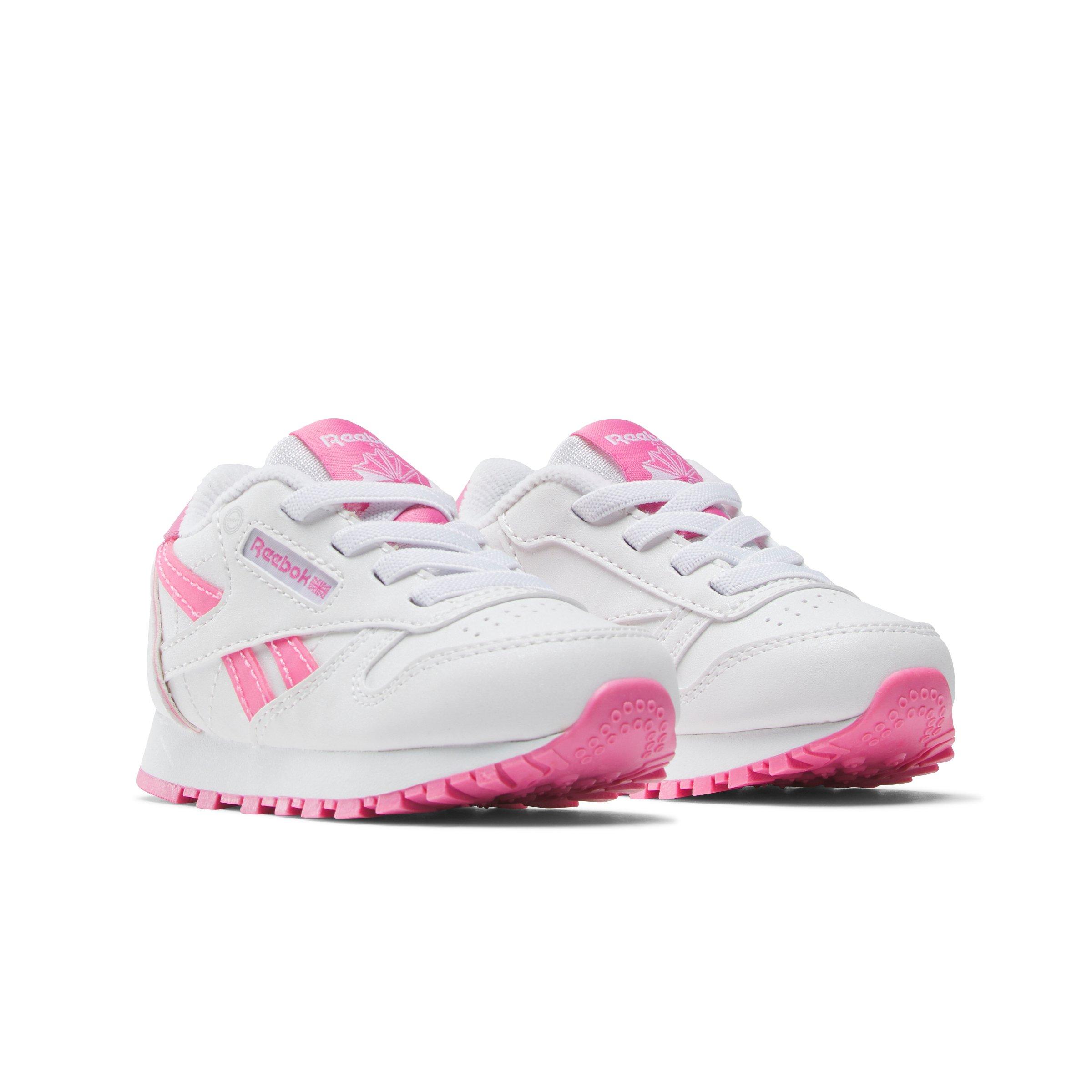 Reebok CL Step 'n Flash 2.0 Elastic Lace Infant Girls' "White/Pink" Shoe