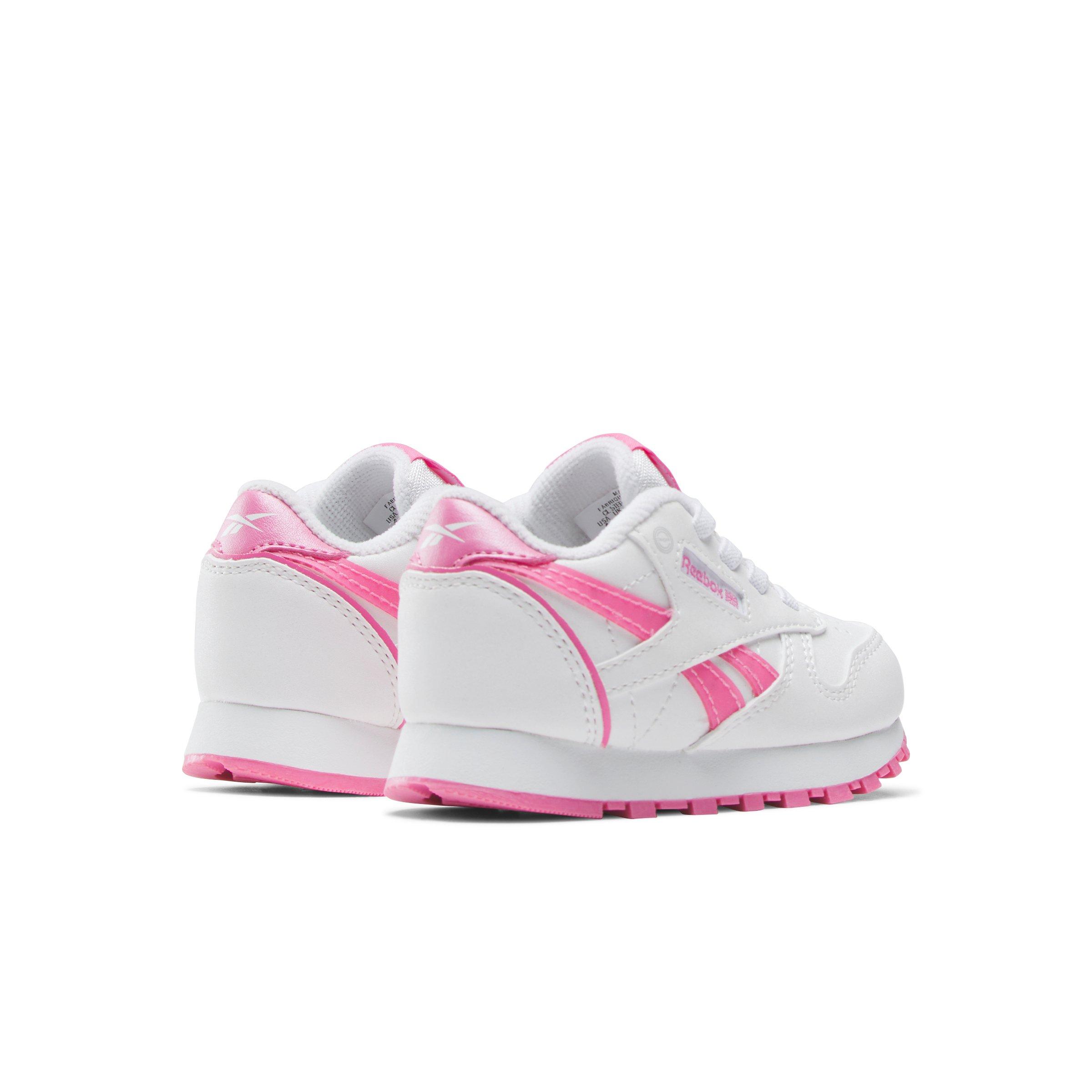Reebok CL Step 'n Flash 2.0 Elastic Lace Infant Girls' "White/Pink" Shoe