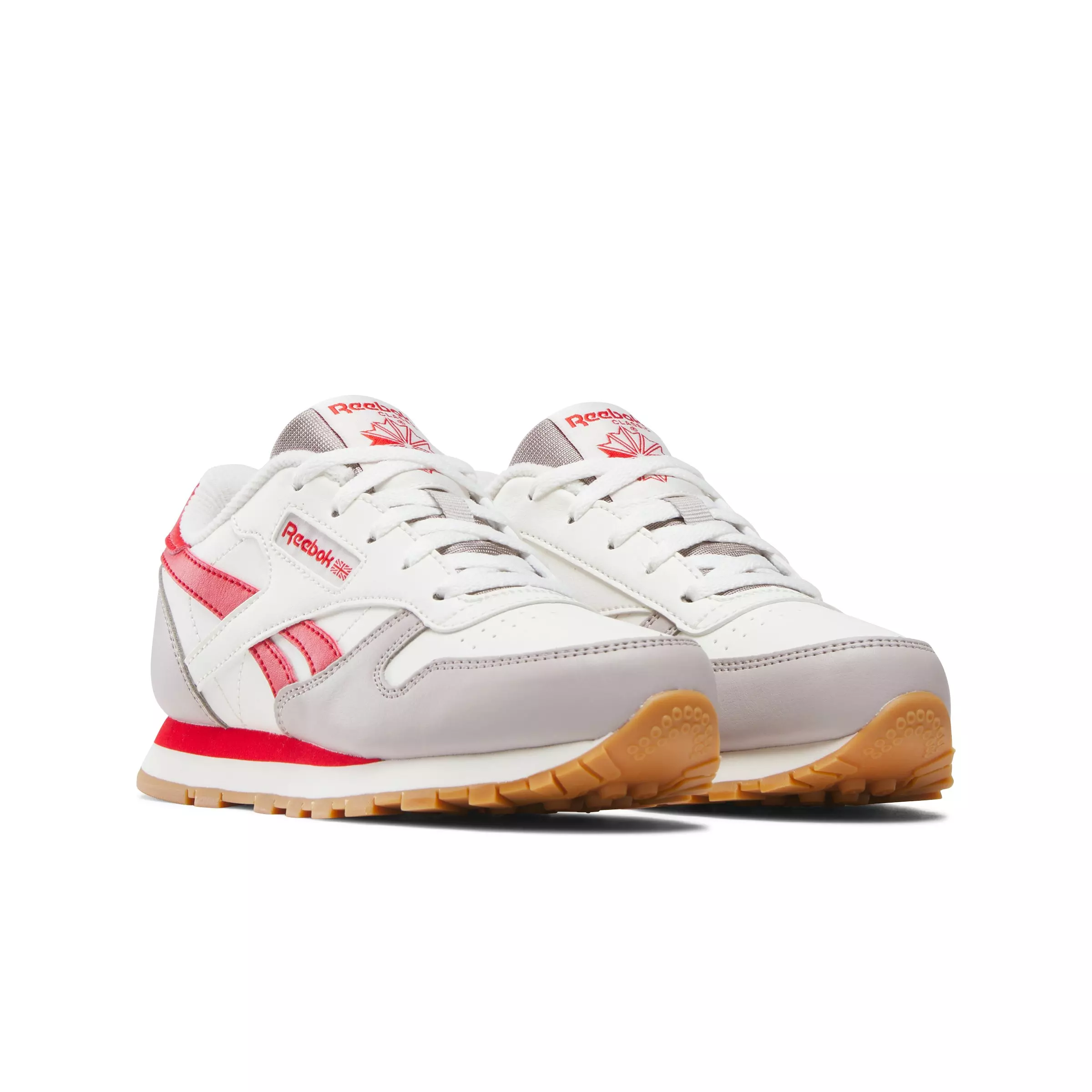 Reebok Classic Leather "White/Red/Grey" Preschool Boys' Shoe - WHITE/RED/GREY