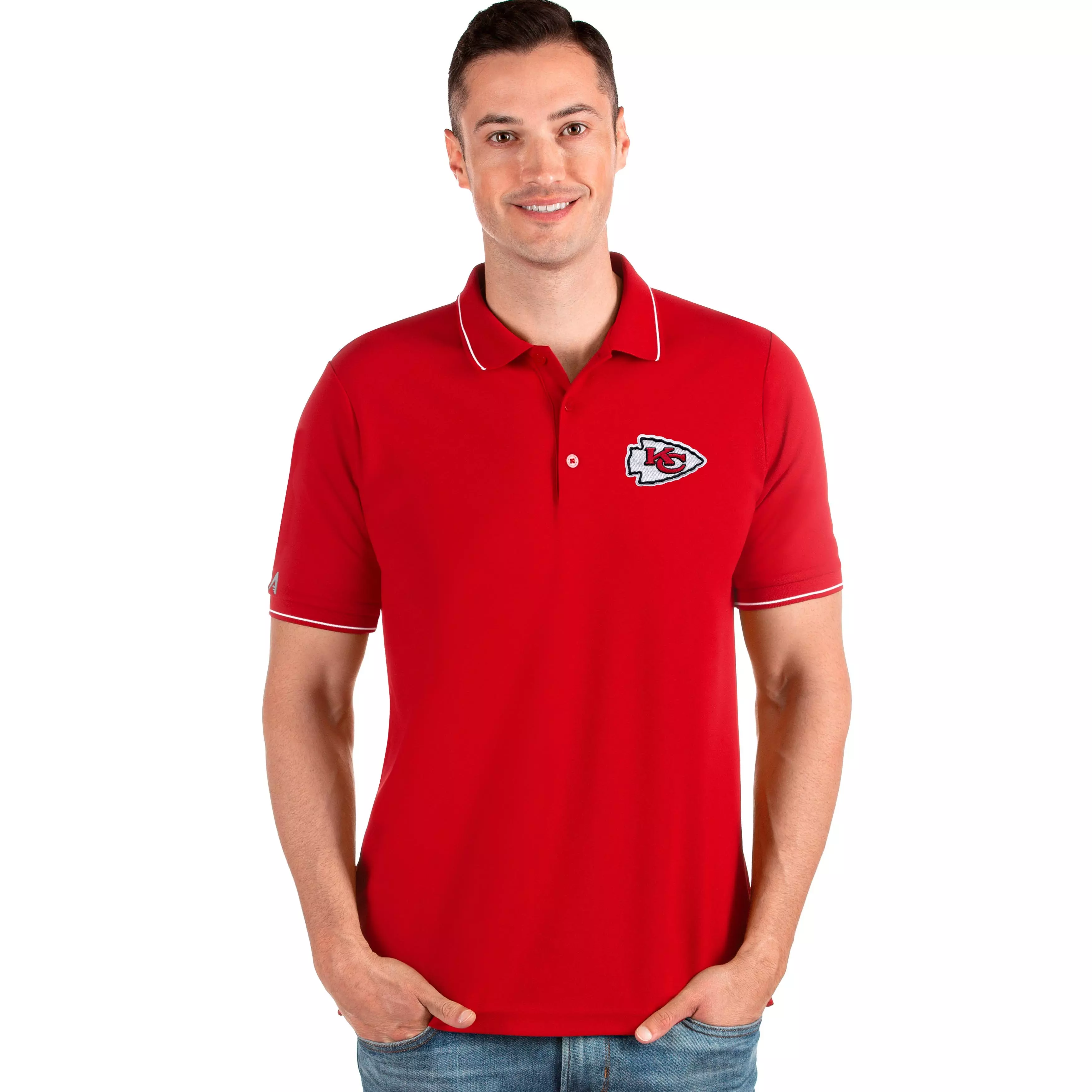 Antigua Men's Kansas City Chiefs Affluent Polo - RED