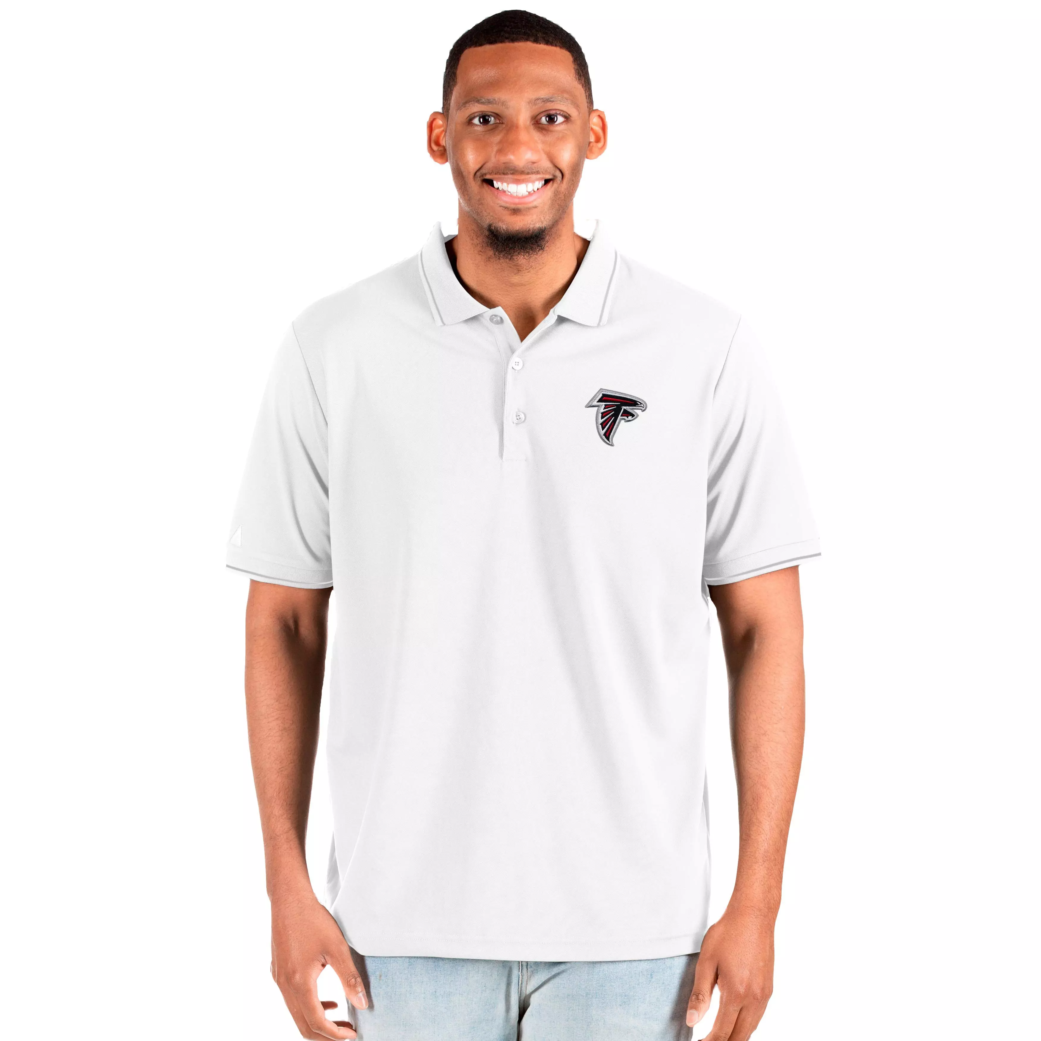 Antigua Men's Atlanta Falcons Affluent Big & Tall Polo - WHITE/SILVER