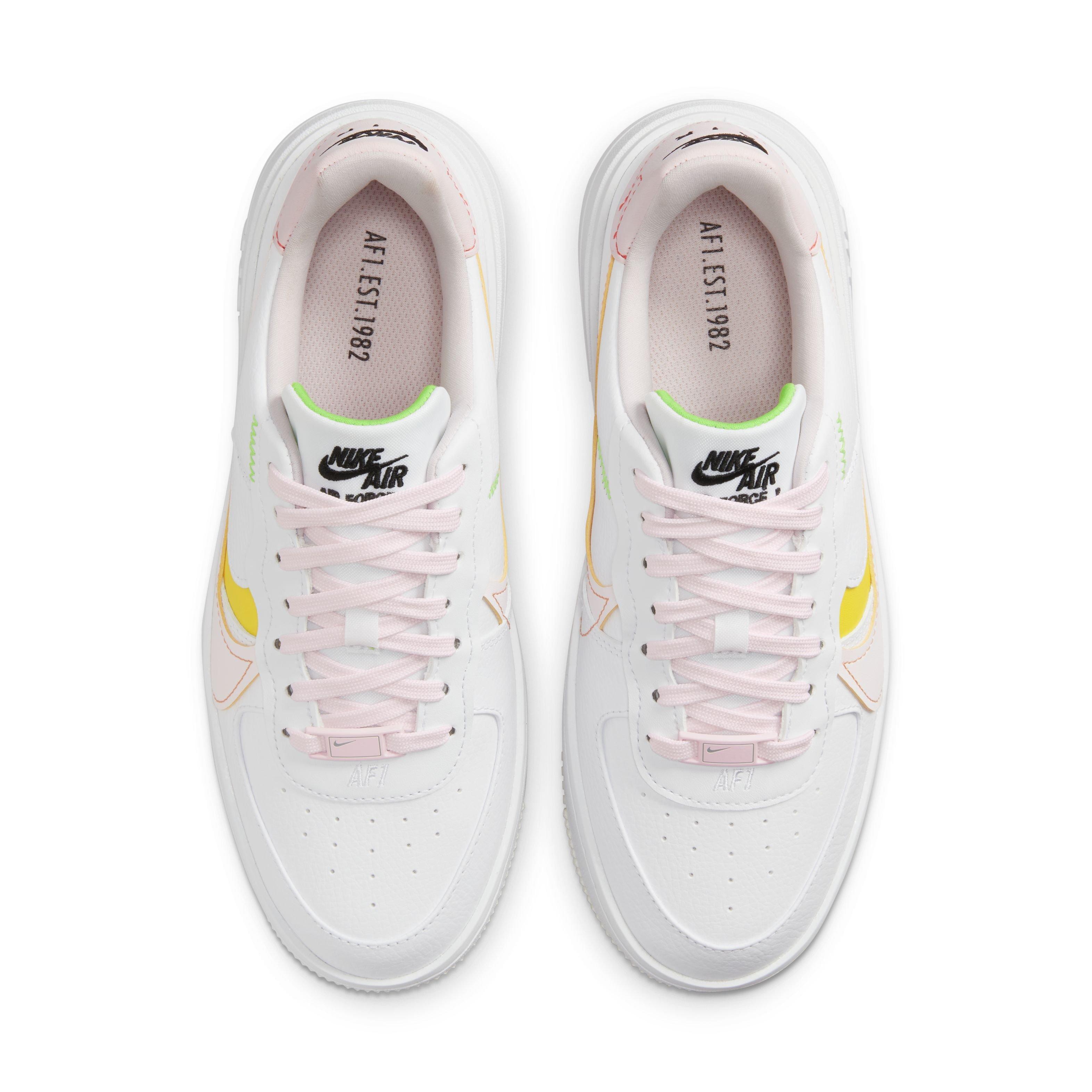 NIKE AIR FORCE 1 '07 TRIPLE WHITE NEON PINK YELLOW/GIRL GS MULTI SIZE *NEW  * AF1