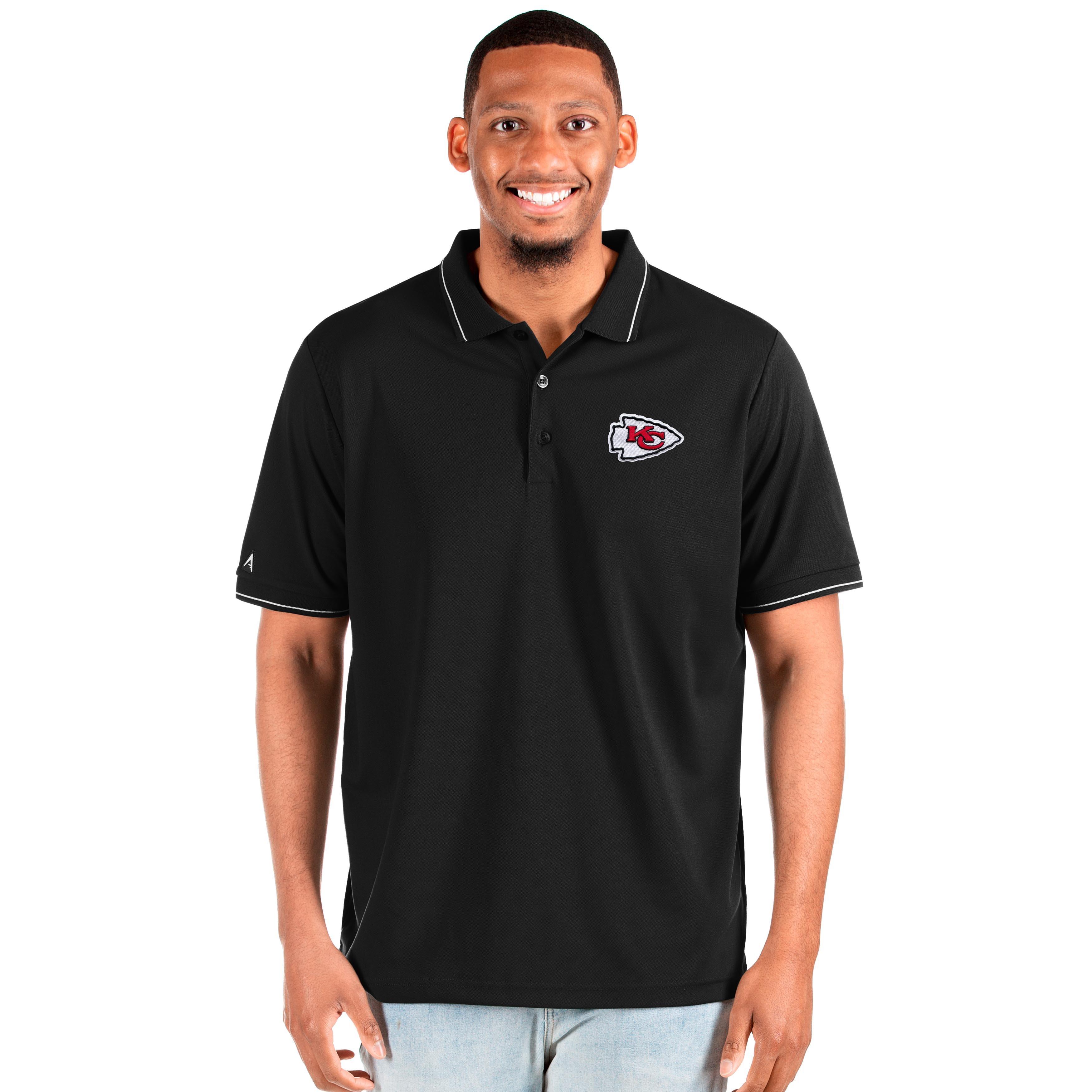 Men's Antigua Black Kansas City Chiefs Big & Tall Affluent Polo