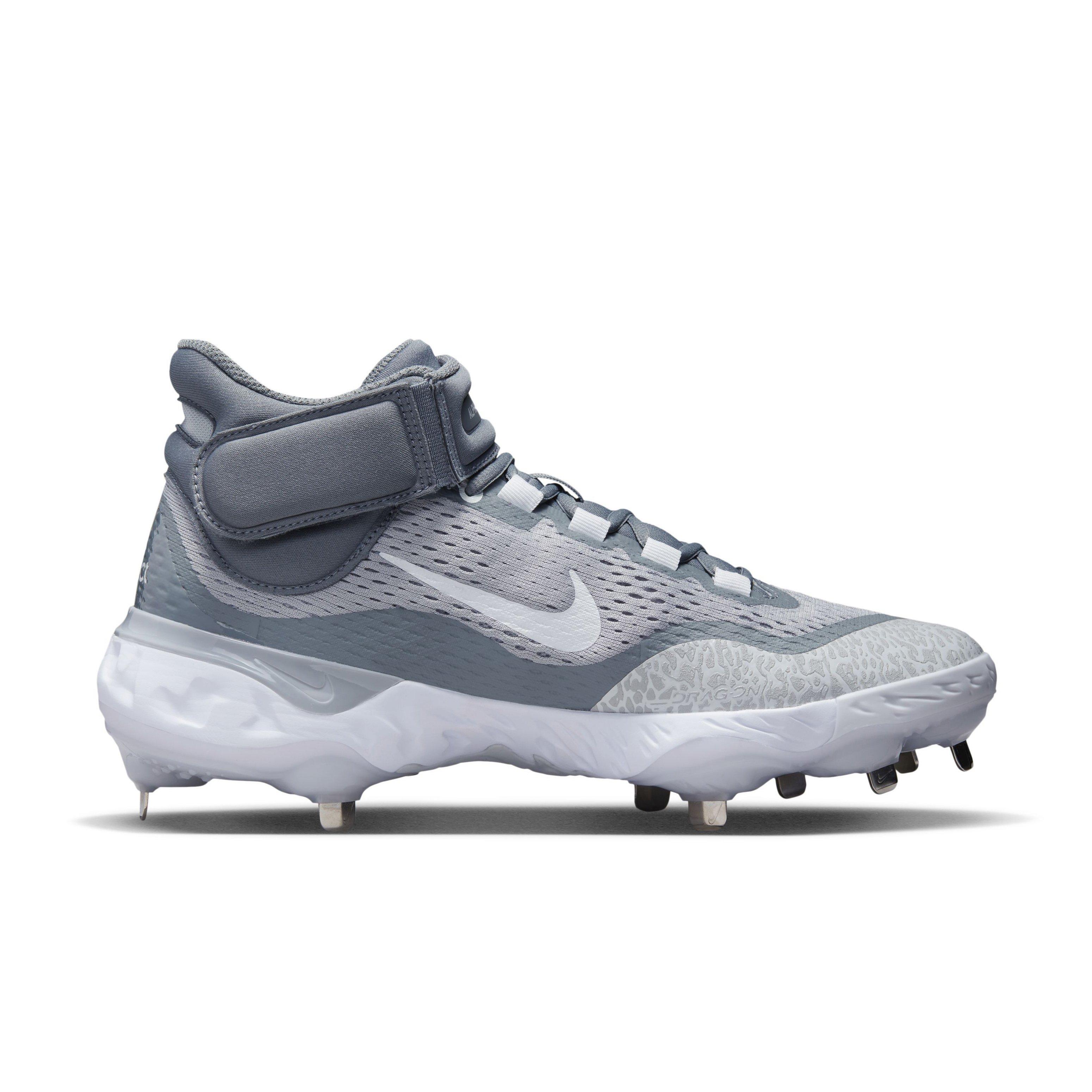 Nike Alpha Huarache Elite 4 Mid "Wolf Grey/White/Cool Grey/Pure Platinum" Men's Baseball Cleat - GREY/WHITE/GREY/PLATINUM Thumbnail View 1