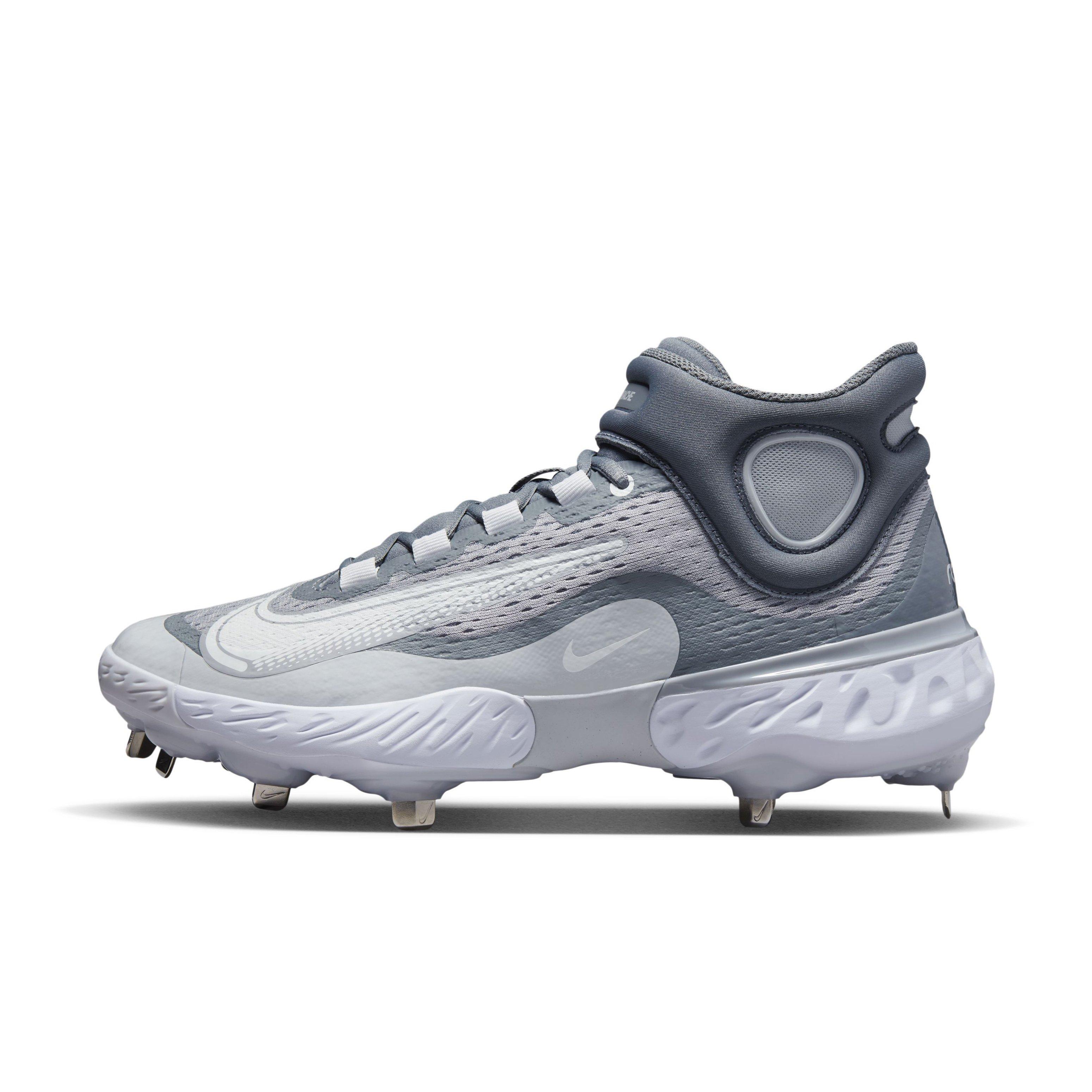 Nike Alpha Huarache Elite 4 Mid "Wolf Grey/White/Cool Grey/Pure Platinum" Men's Baseball Cleat - GREY/WHITE/GREY/PLATINUM Thumbnail View 2