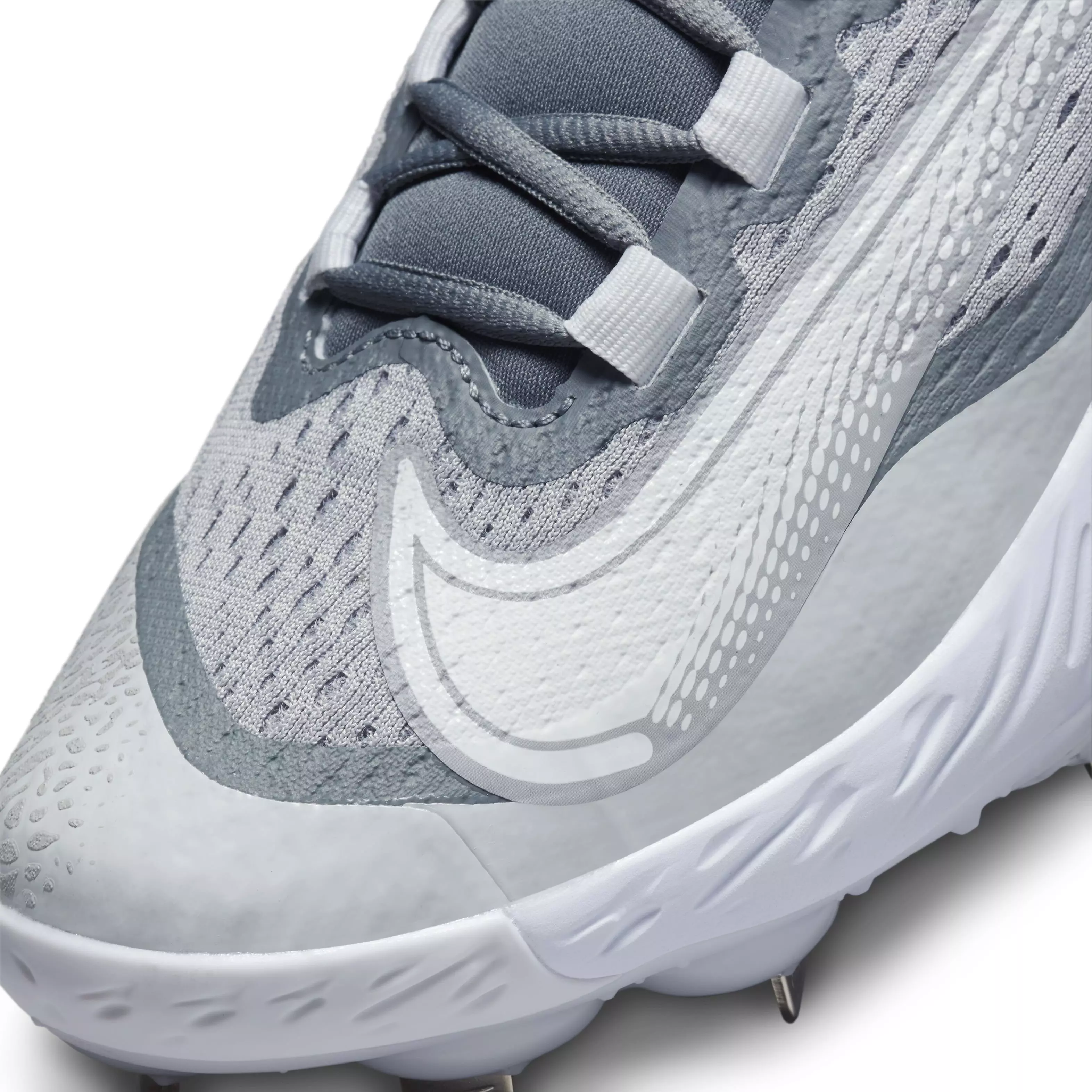 Nike Alpha Huarache Elite 4 Mid "Wolf Grey/White/Cool Grey/Pure Platinum" Men's Baseball Cleat - GREY/WHITE/GREY/PLATINUM