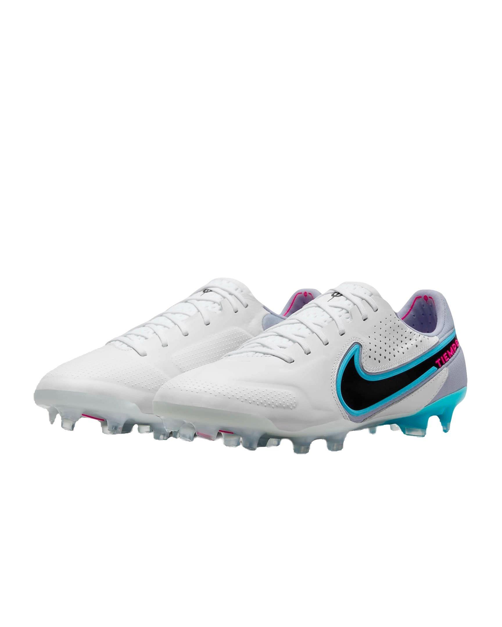 Nike Tiempo Legend 9 Elite FG "White/Black/Baltic Blue/Pink Blast" Men's Soccer Cleat - WHITE/BLACK/BLUE/PINK Thumbnail View 3