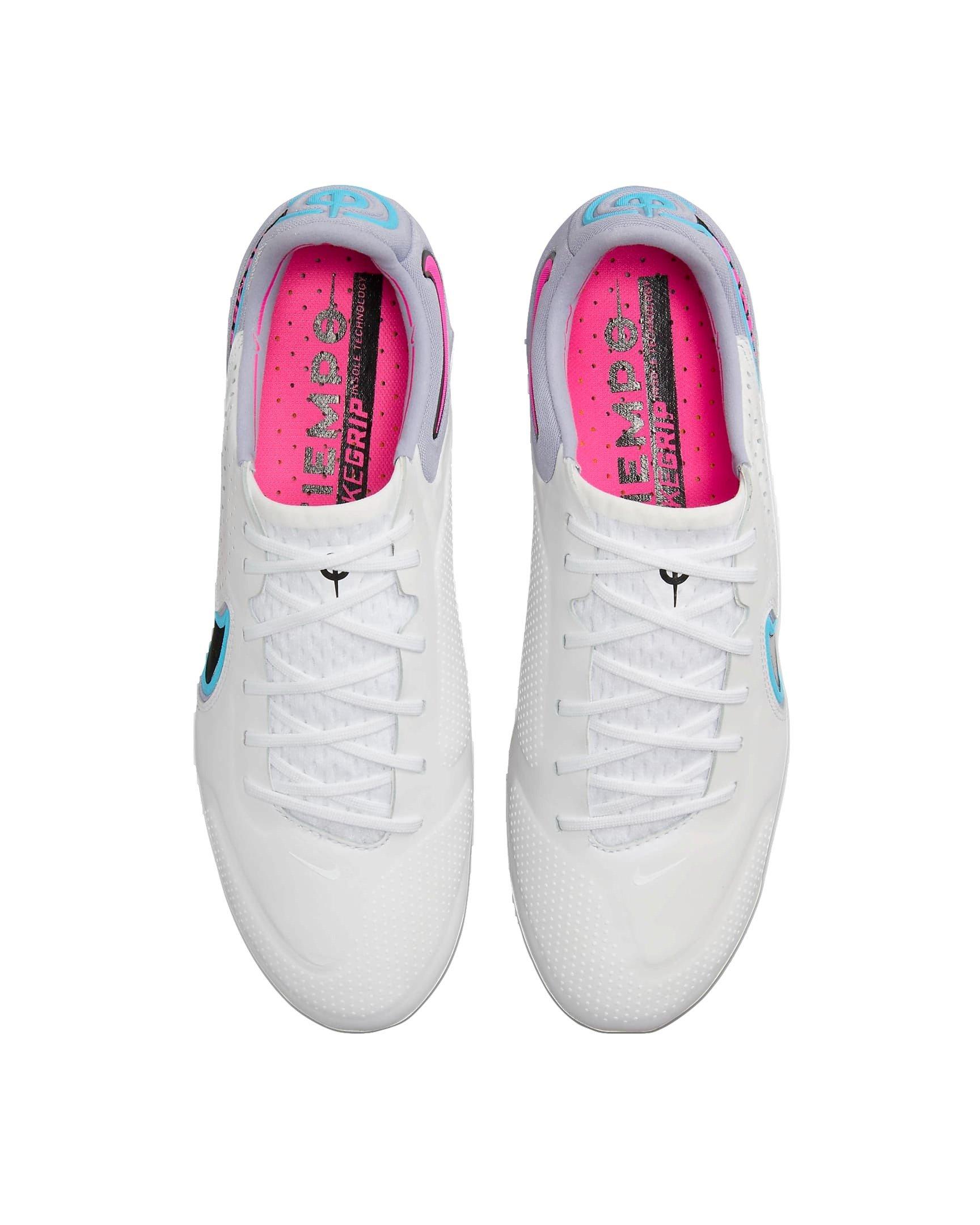 Nike Tiempo Legend 9 Elite FG "White/Black/Baltic Blue/Pink Blast" Men's Soccer Cleat - WHITE/BLACK/BLUE/PINK Thumbnail View 4
