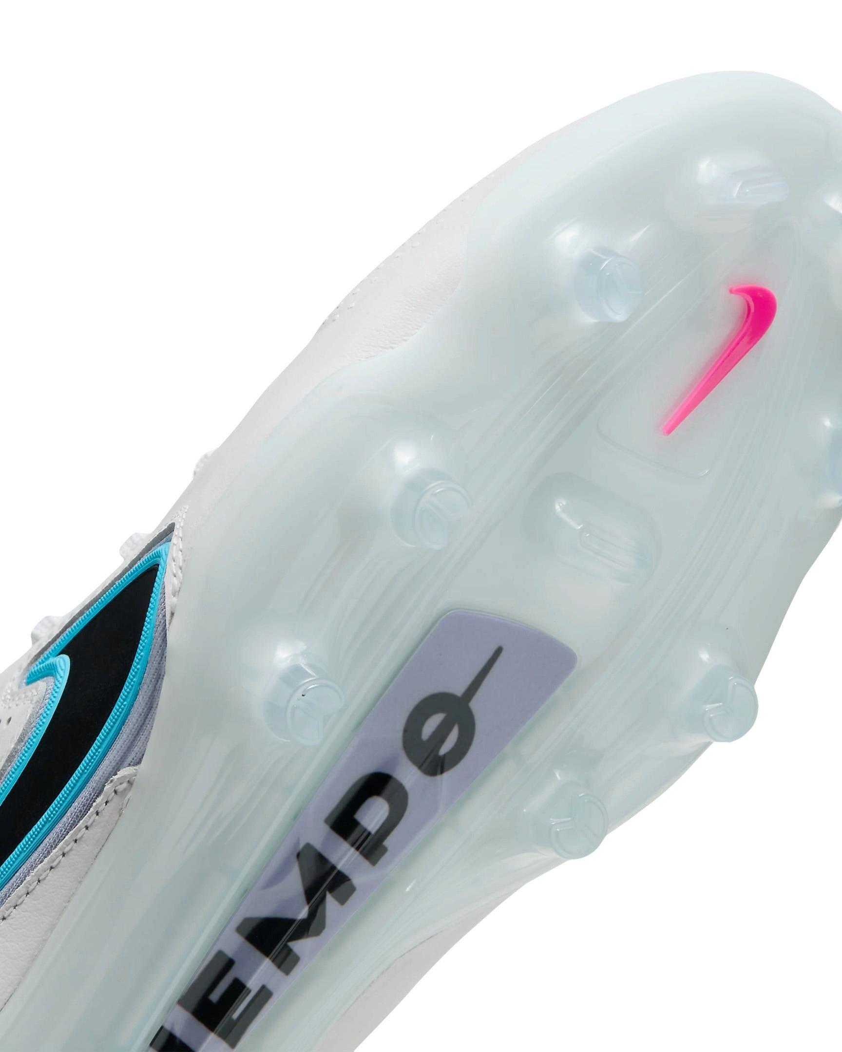 Nike Tiempo Legend 9 Elite FG "White/Black/Baltic Blue/Pink Blast" Men's Soccer Cleat - WHITE/BLACK/BLUE/PINK Thumbnail View 10