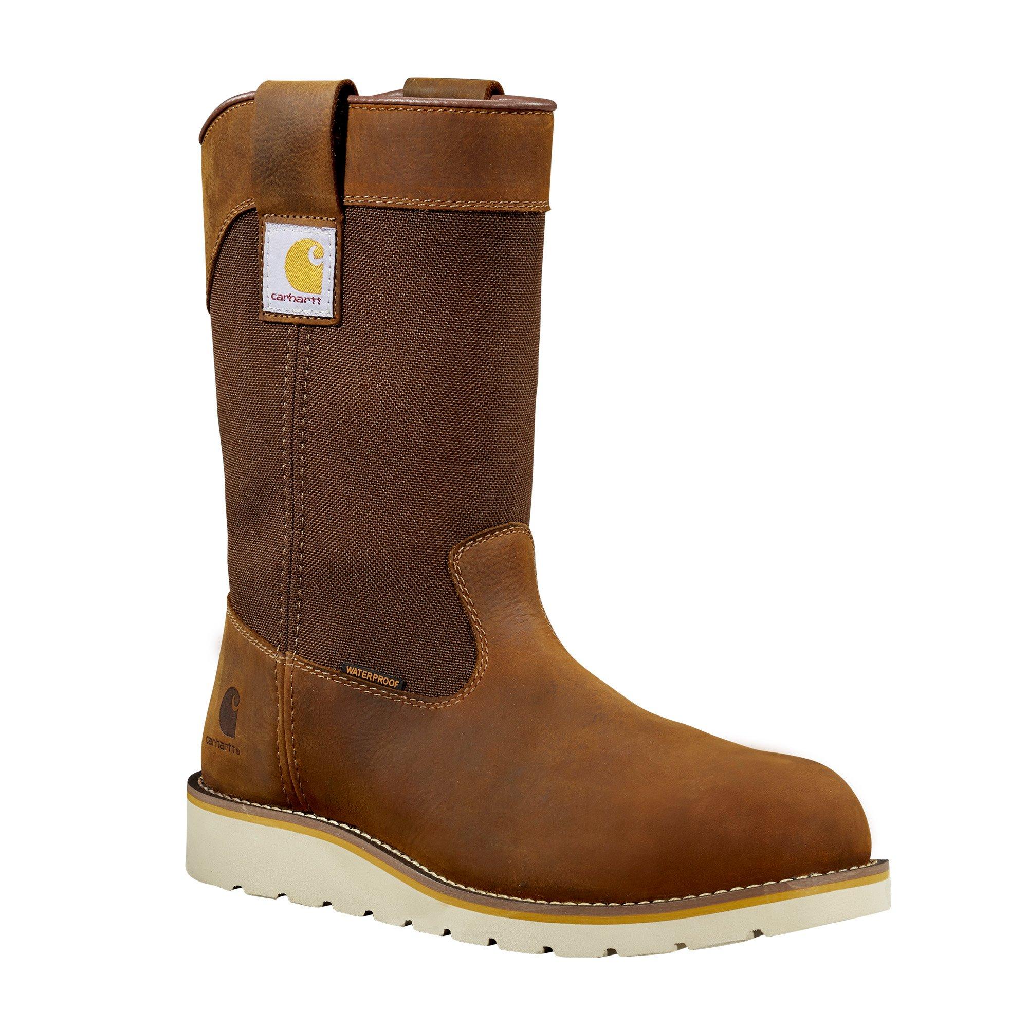 Carhartt Waterproof 10" Soft Toe Wellington "Dark Brown" Men's Wedge Boot - DK BROWN Thumbnail View 3