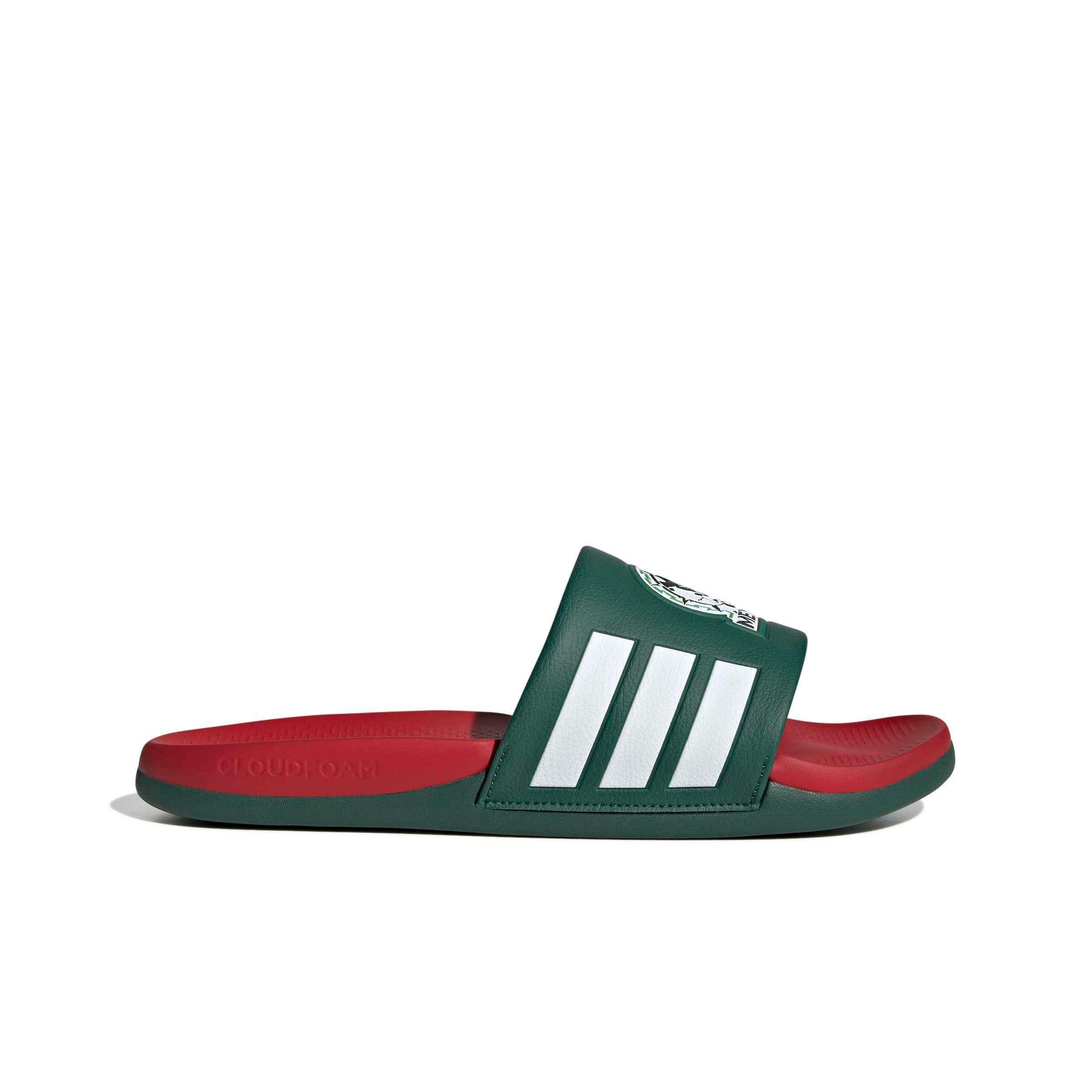 adidas Adilette Comfort 2.0 Mexico "Team Dark Green/Better Scarlet/Ftwr White" Men's Slide - DK GREEN/SCARLET/WHITE Thumbnail View 1