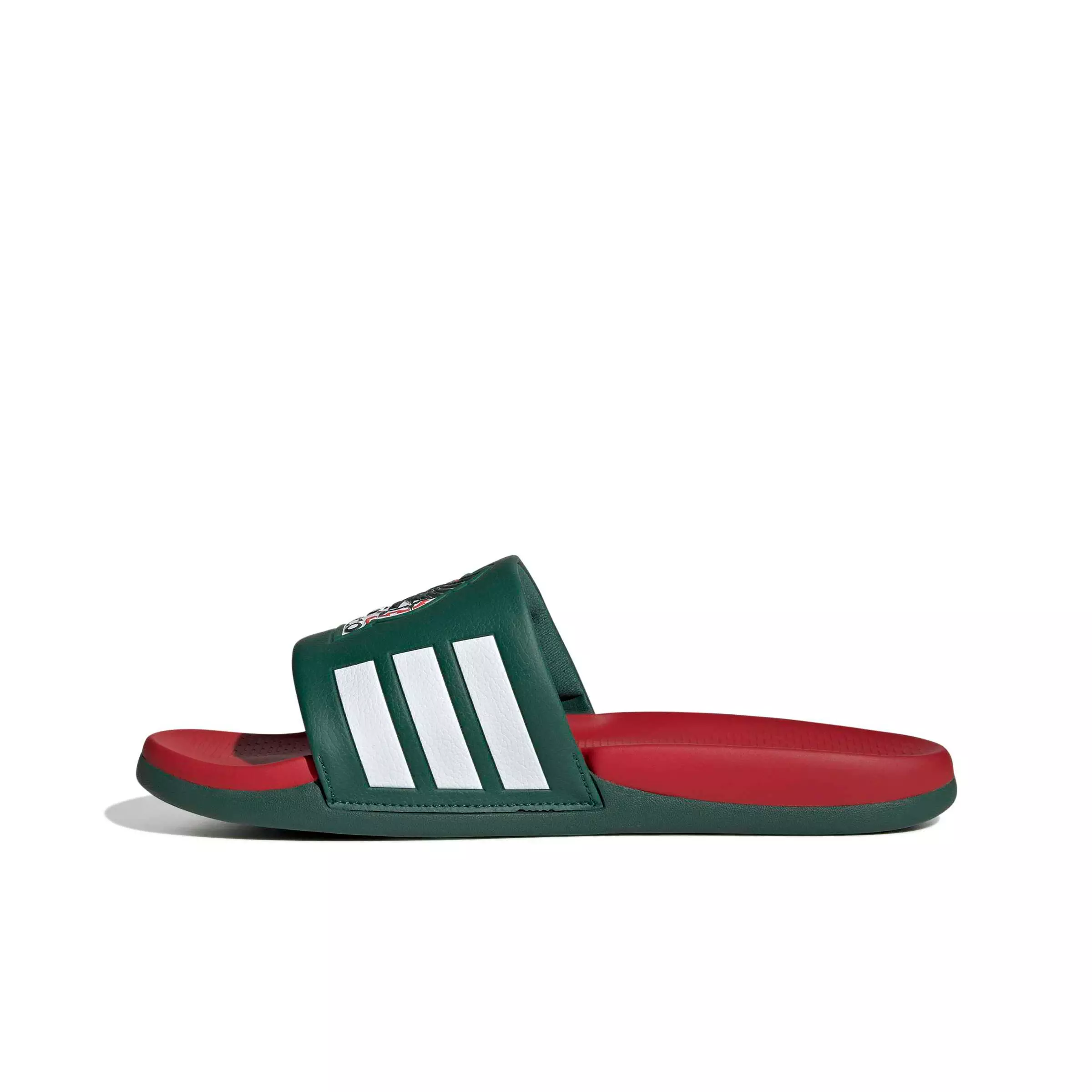 adidas Adilette Comfort 2.0 Mexico "Team Dark Green/Better Scarlet/Ftwr White" Men's Slide - DK GREEN/SCARLET/WHITE