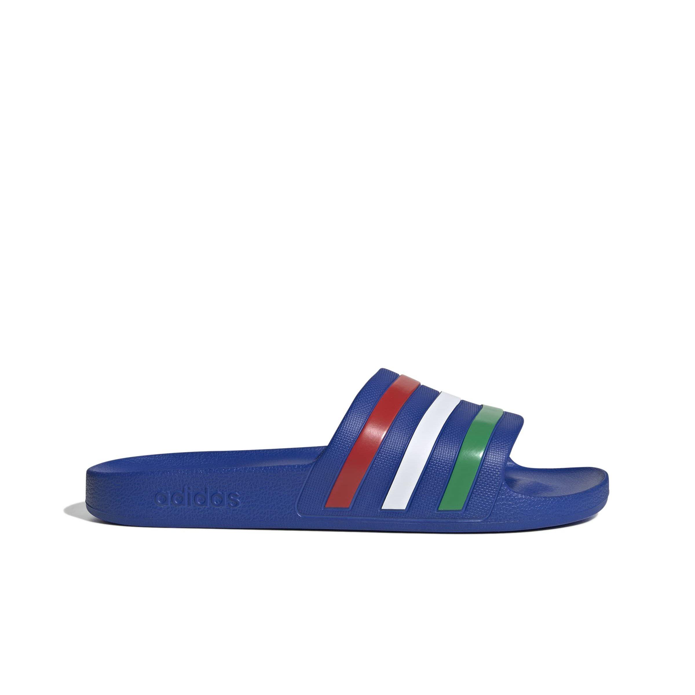 Adidas Men\'s Adilette Classic Logo Slide Sandal Slip On Aqua White Stripe NWT adidas Adilette Aqua Green White Men Unisex Sandals Slides  main image 2