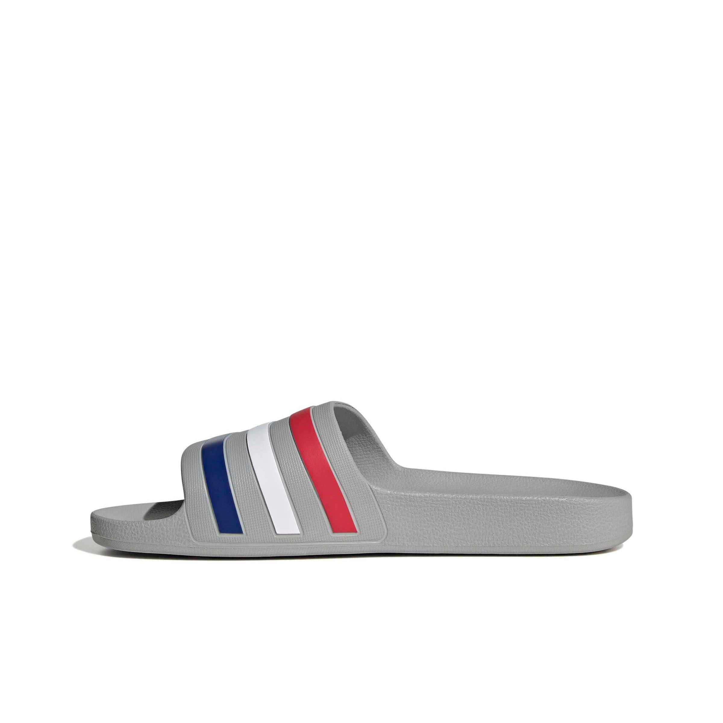 adidas Adilette Aqua "Grey Two/Mystery Ink/Pure Ruby" Men's Slide - GREY/INK/RUBY Thumbnail View 2