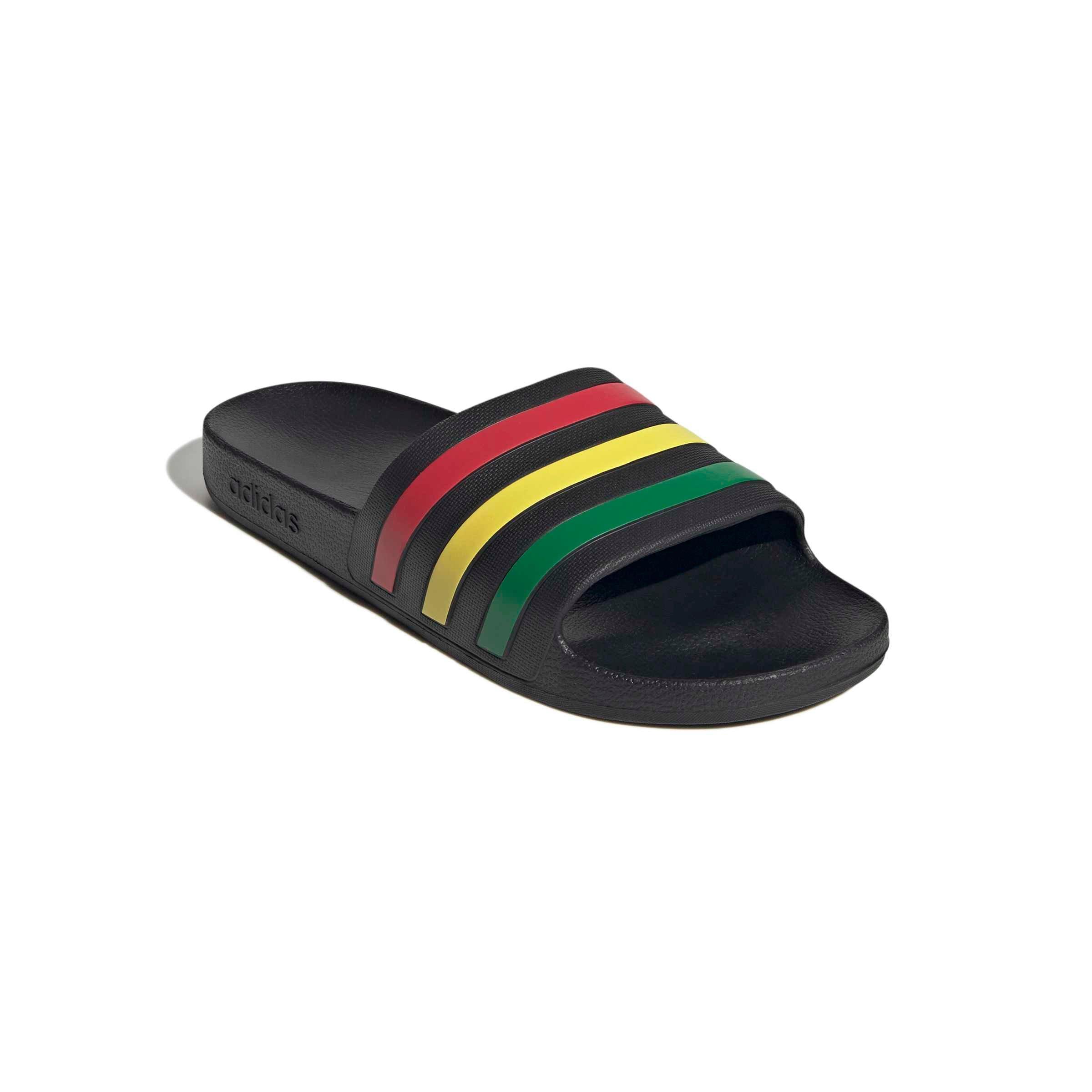 adidas Adilette Aqua "Core Black/Green/Pure Ruby" Men's Slide - BLACK/GREEN/RUBY Thumbnail View 3