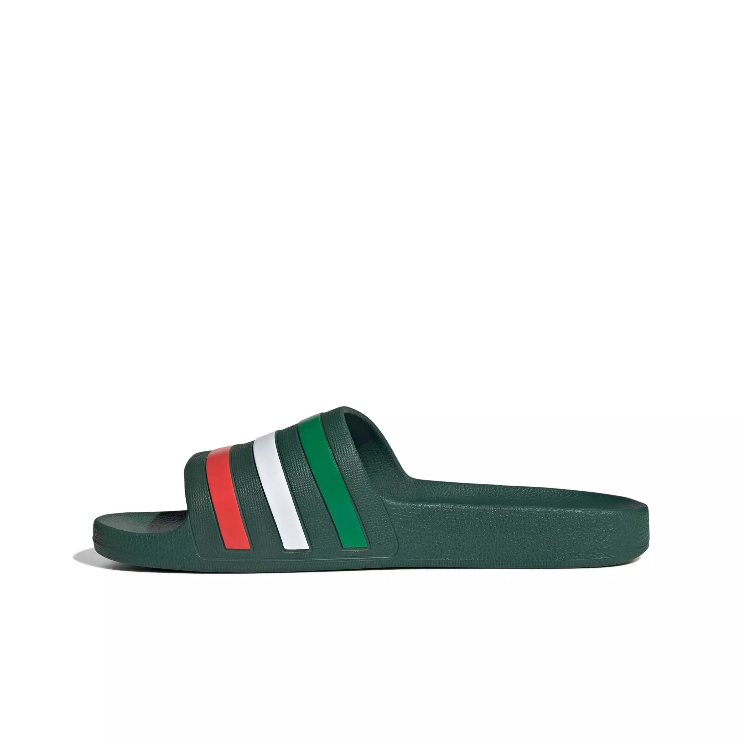 adidas Adilette Aqua "Team Dark Green/Ftwr White/Bright Red" Men's Slide - DK GREEN/WHITE/RED
