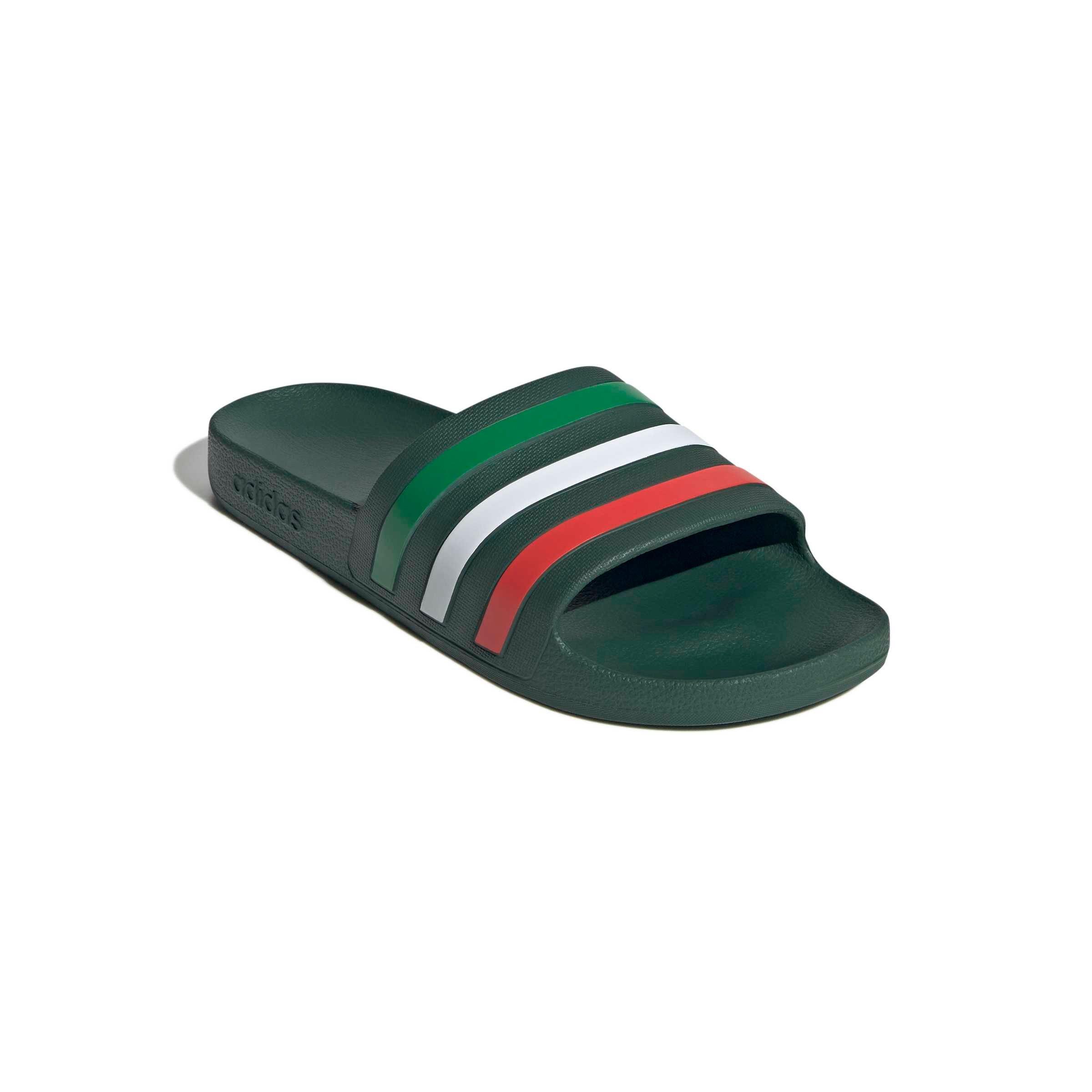 adidas Adilette Aqua "Team Dark Green/Ftwr White/Bright Red" Men's Slide - DK GREEN/WHITE/RED Thumbnail View 3