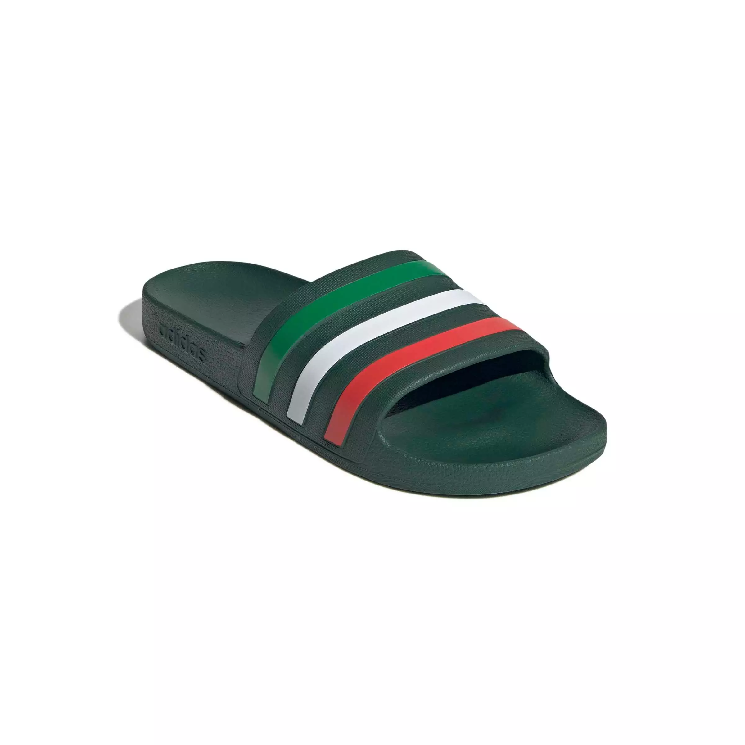 adidas Adilette Aqua "Team Dark Green/Ftwr White/Bright Red" Men's Slide - DK GREEN/WHITE/RED