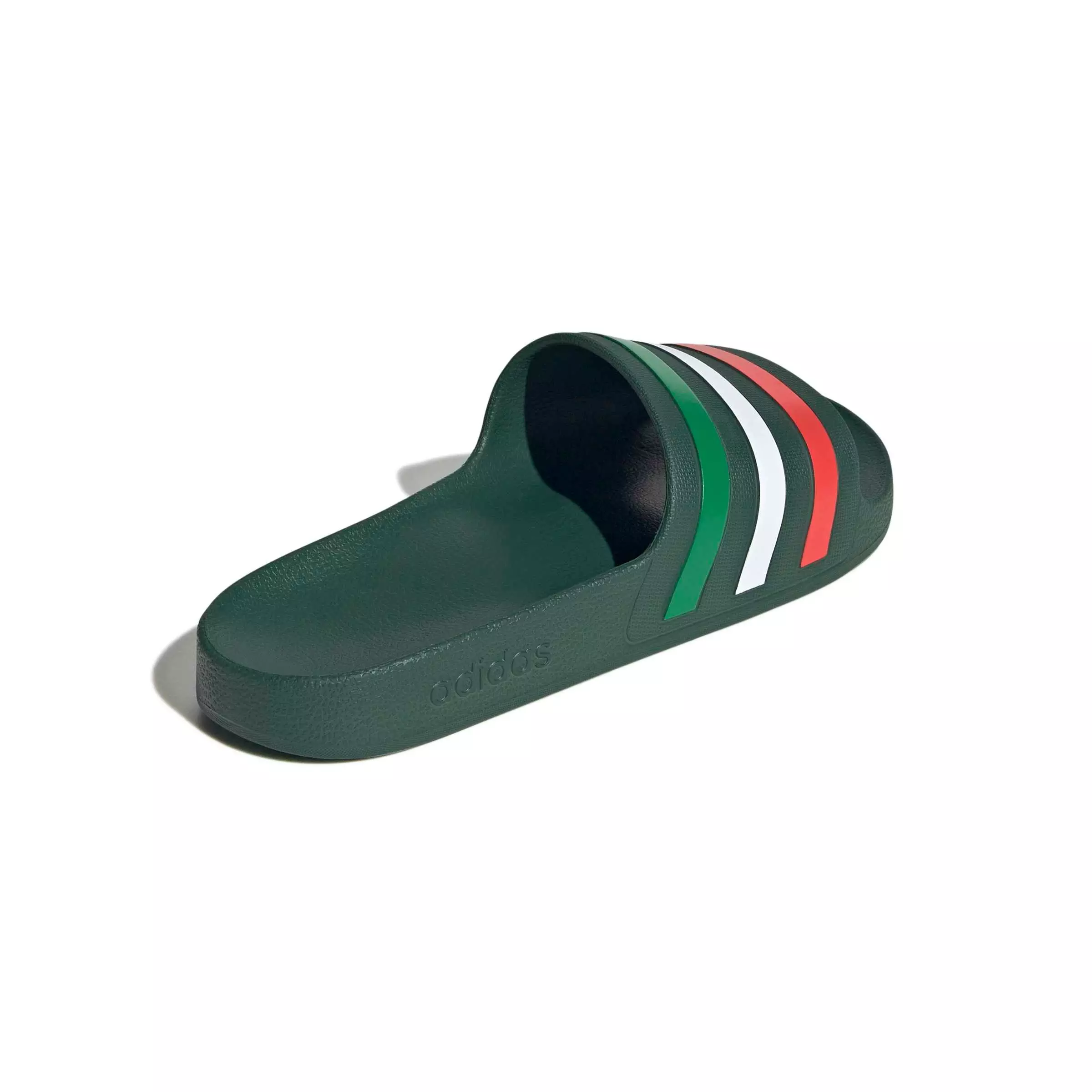 adidas Adilette Aqua "Team Dark Green/Ftwr White/Bright Red" Men's Slide - DK GREEN/WHITE/RED