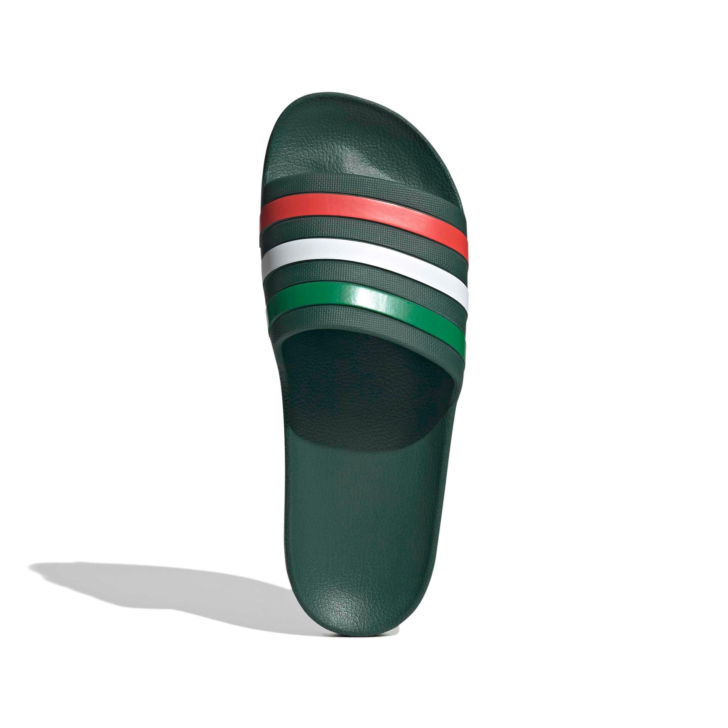 adidas Adilette Aqua "Team Dark Green/Ftwr White/Bright Red" Men's Slide - DK GREEN/WHITE/RED Thumbnail View 5