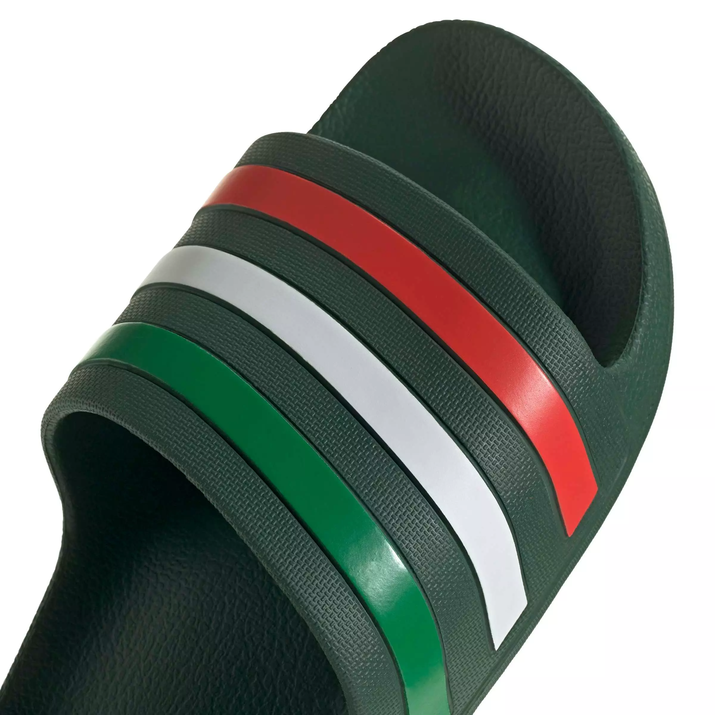 adidas Adilette Aqua "Team Dark Green/Ftwr White/Bright Red" Men's Slide - DK GREEN/WHITE/RED
