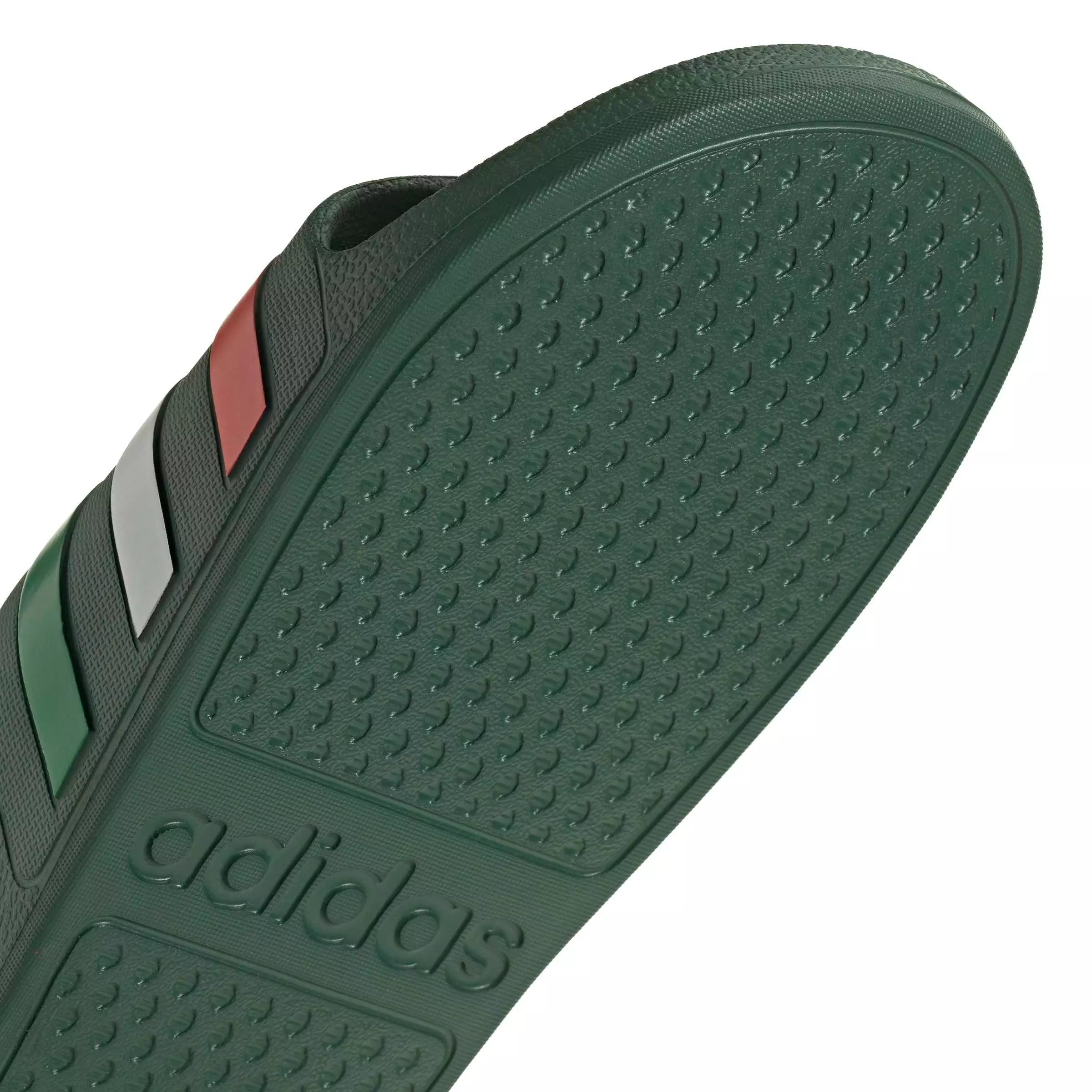 adidas Adilette Aqua "Team Dark Green/Ftwr White/Bright Red" Men's Slide - DK GREEN/WHITE/RED