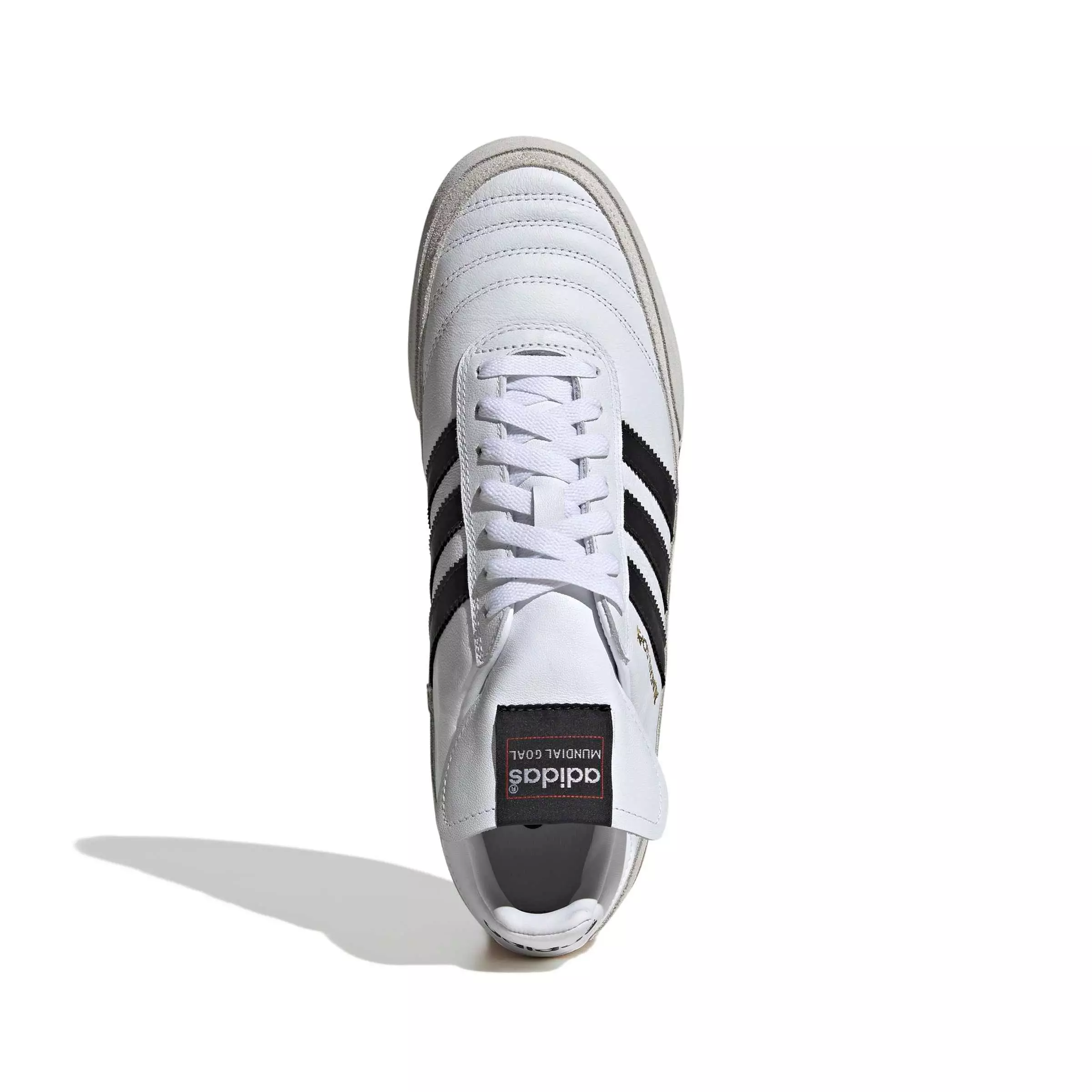 adidas Mundial Goal Indoor "Ftwr White/Core Black/Gold Metallic" Men's Soccer Shoe - WHITE/BLACK/GOLD