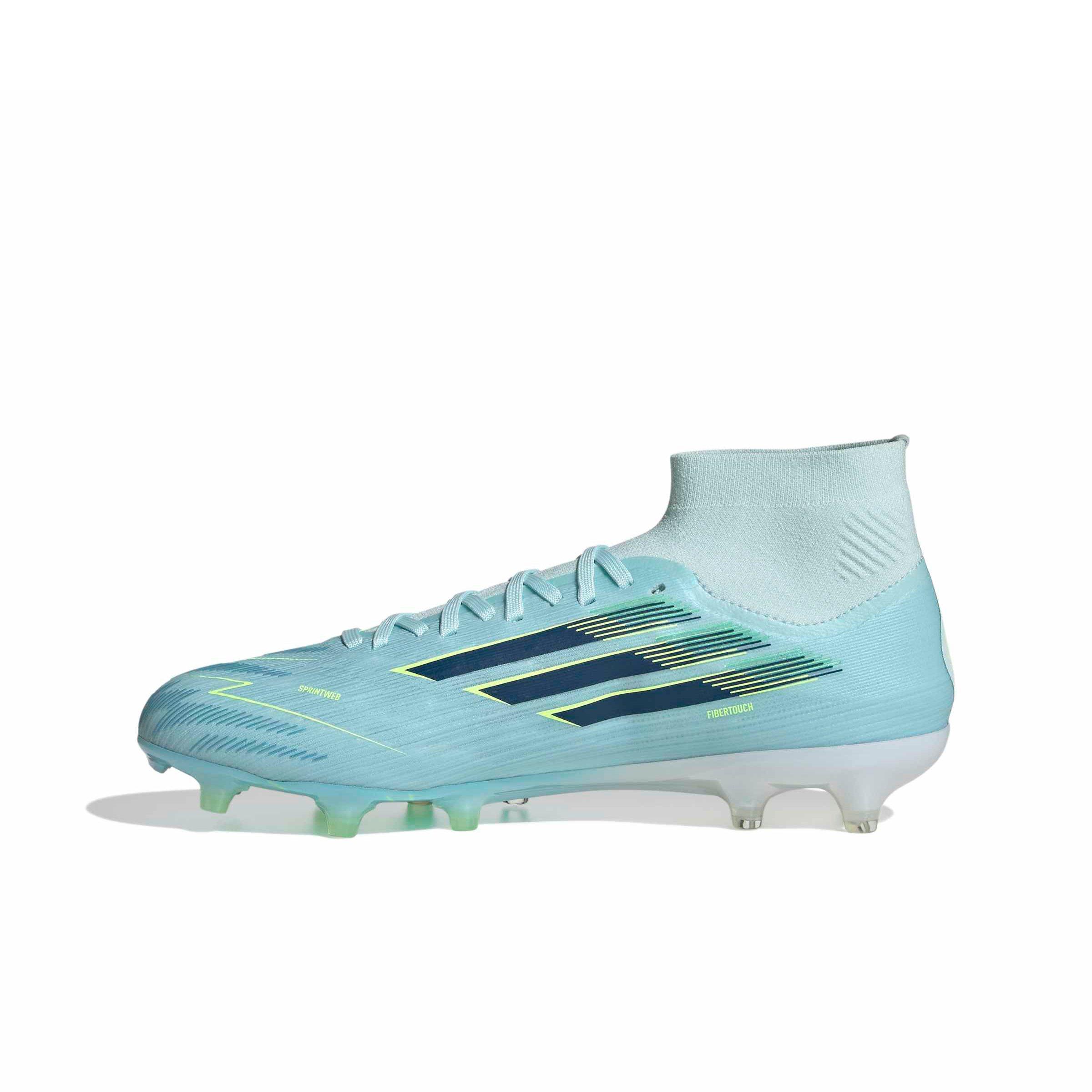adidas F50 Sparkfusion Pro Mid Cut FG "Almost Blue/Dusky Petrol/Hi-Res Yellow" Women's Soccer Cleat - BLUE/DUSKY/YELLOW Thumbnail View 2