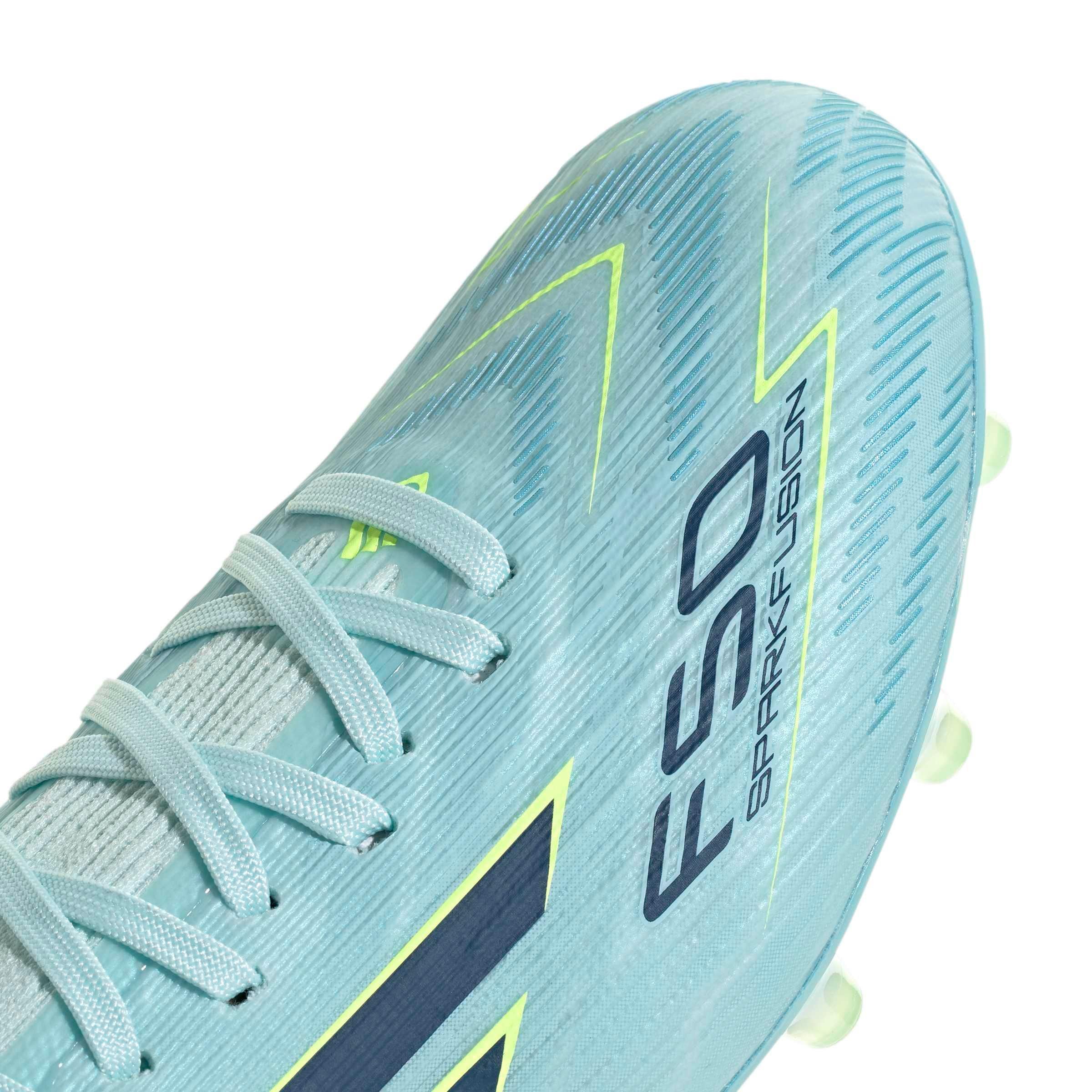 adidas F50 Sparkfusion Pro Mid Cut FG "Almost Blue/Dusky Petrol/Hi-Res Yellow" Women's Soccer Cleat - BLUE/DUSKY/YELLOW Thumbnail View 7
