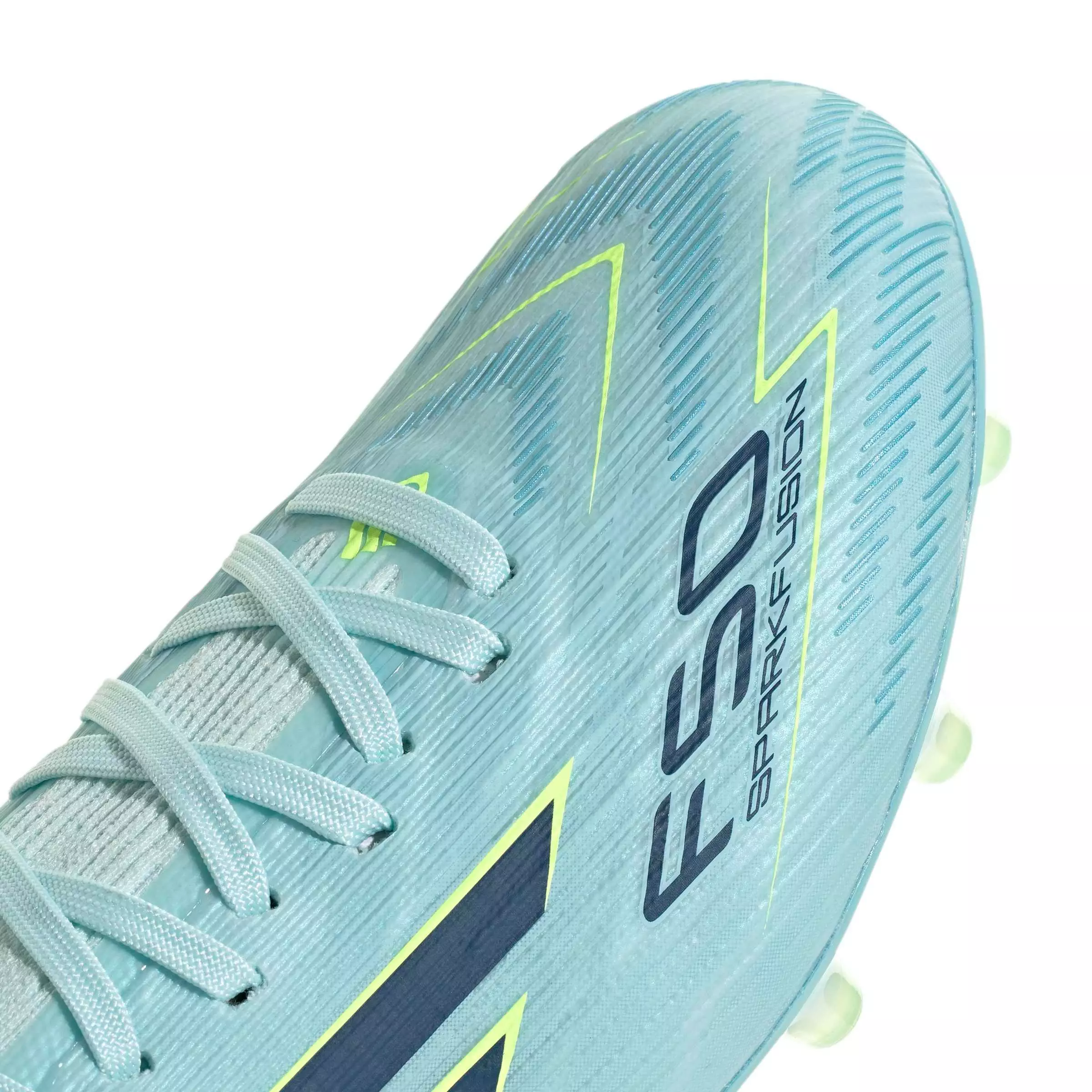 adidas F50 Sparkfusion Pro Mid Cut FG "Almost Blue/Dusky Petrol/Hi-Res Yellow" Women's Soccer Cleat - BLUE/DUSKY/YELLOW