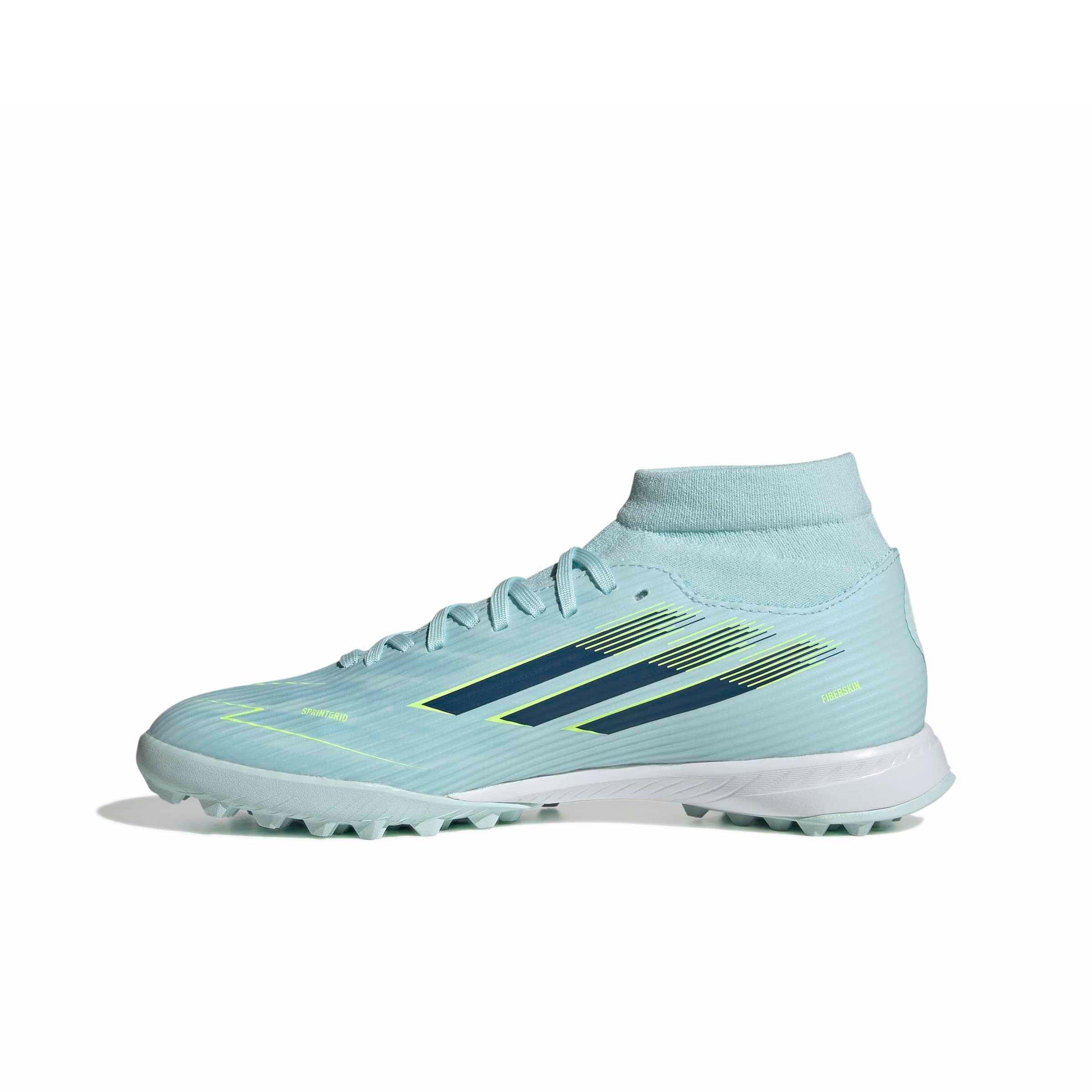 adidas F50 Sparkfusion League MC Turf "Almost Blue/Dusky Petrol/Hi-Res Yellow" Women's Soccer Shoe - BLUE/DUSKY/YELLOW Thumbnail View 2