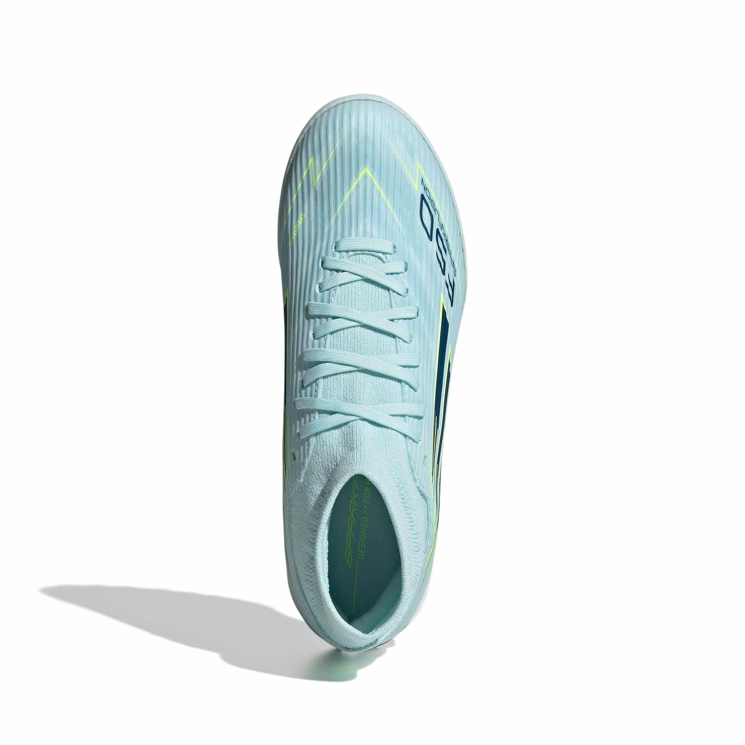 adidas F50 Sparkfusion League MC Turf "Almost Blue/Dusky Petrol/Hi-Res Yellow" Women's Soccer Shoe - BLUE/DUSKY/YELLOW Thumbnail View 5