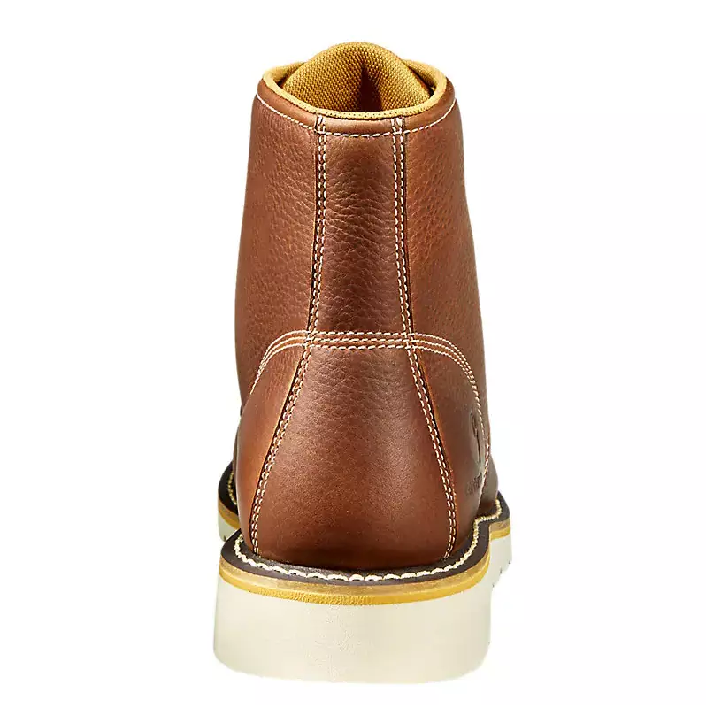 Carhartt Waterproof 6" Moc Toe "Soft Tan Full Grain Leather" Men's Wide Wedge Boot - TAN