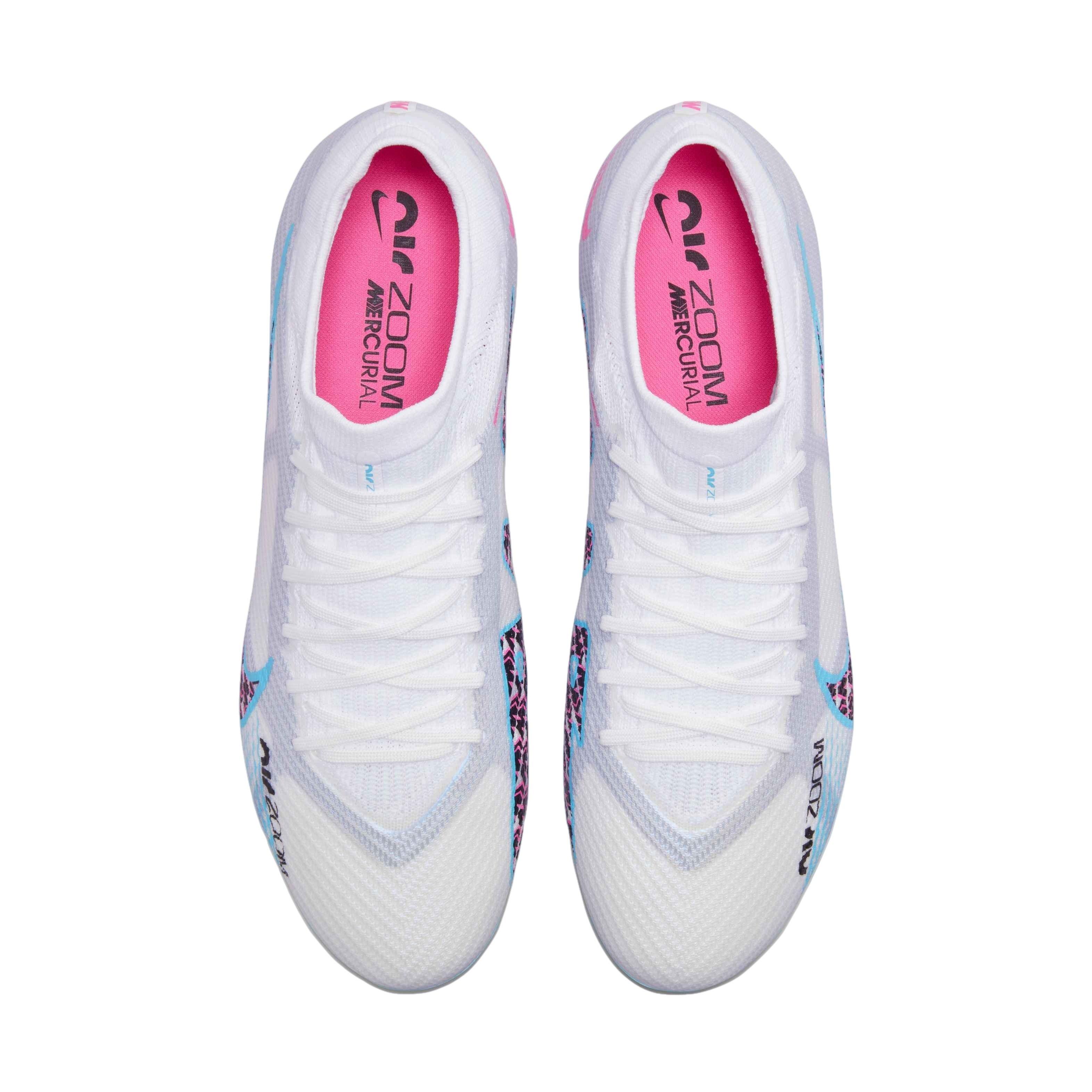 Nike Zoom Mercurial Vapor 15 Elite Iron-Nop Football Shoes (SG) Pro Player  White Bright Blue Hot Pink 