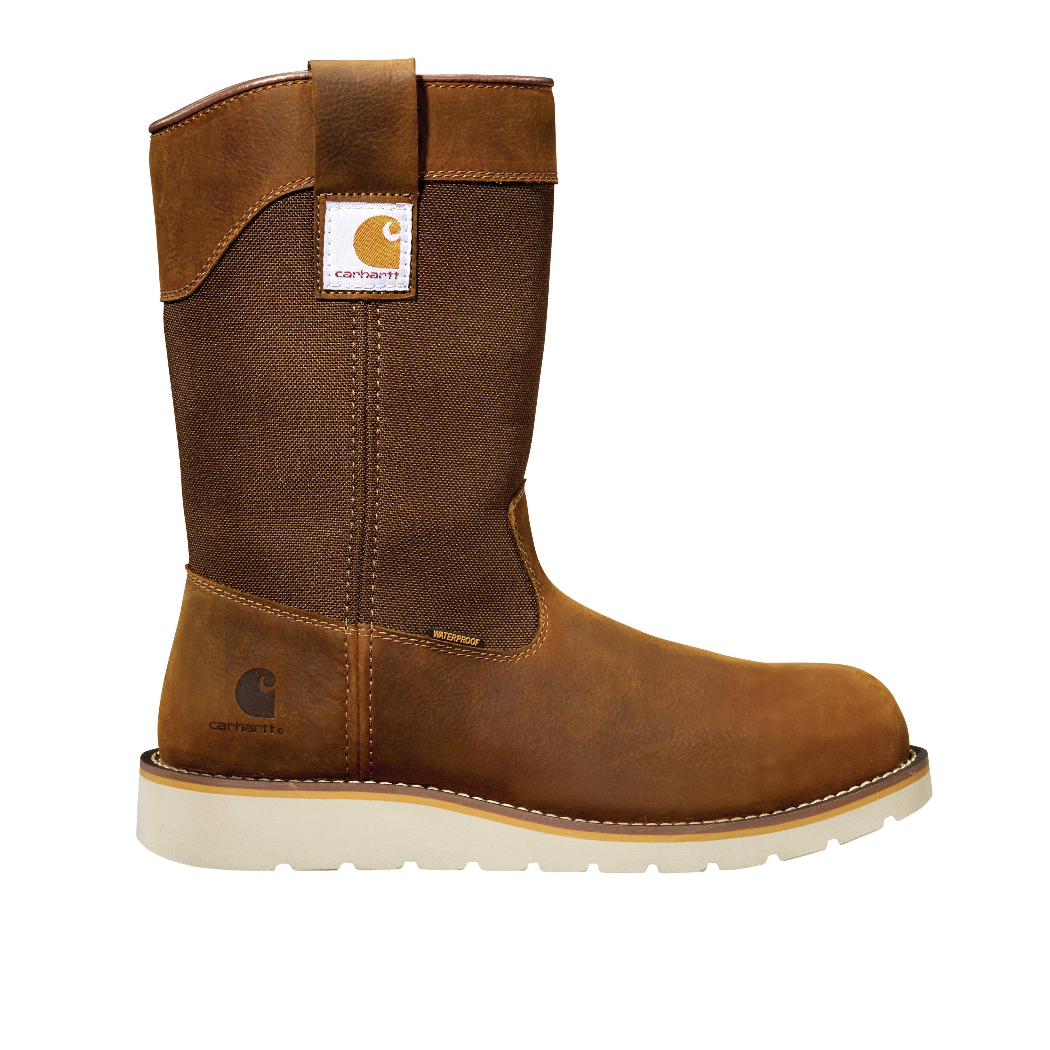 Carhartt Waterproof 10" Soft Toe Wellington "Dark Brown" Men's Wide Wedge Boot - DK BROWN Thumbnail View 1