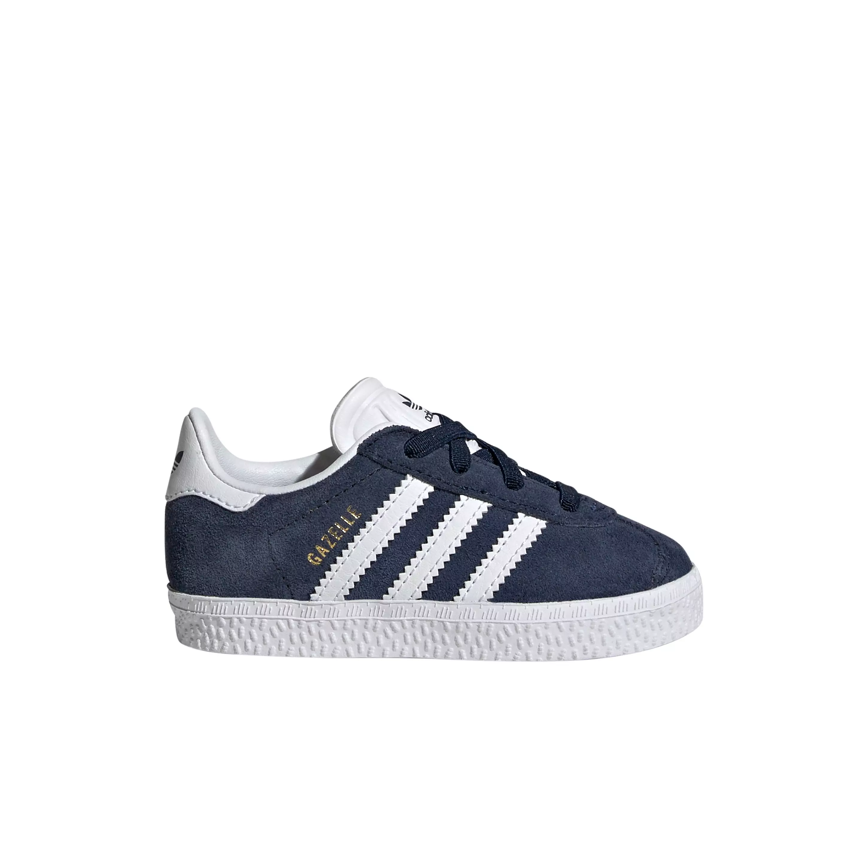 adidas Originals Gazelle Comfort Closure Elastic Laces "Collegiate Navy/Ftwr White/Ftwr White" Infant Girls' Shoe - NAVY/WHITE/WHITE