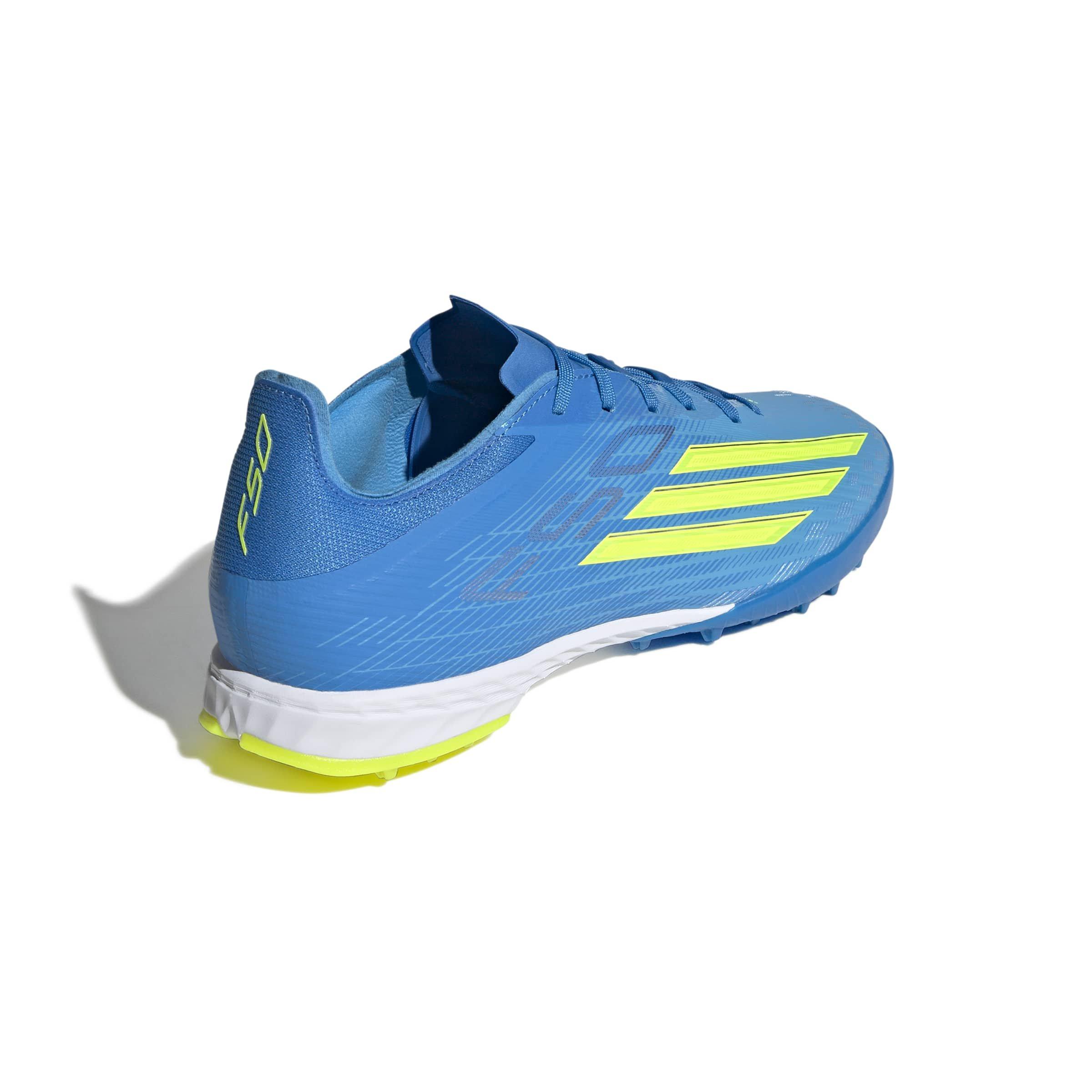 adidas F50 Pro Turf "Lucid Ray Blue/Team Solar Yellow 2/Lucid Aquamarine" Men's Soccer Shoe - BLUE/YELLOW/AQUAMARINE Thumbnail View 4