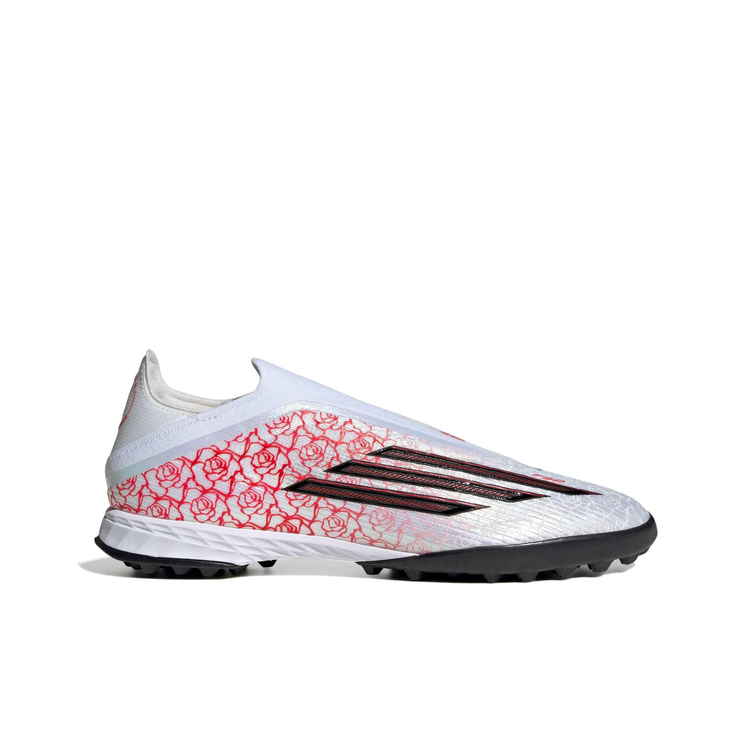 adidas F50 Pro Laceless Turf "Ftwr White/Core Black/Lucid Red" Men's Soccer Shoe - WHITE/BLACK/RED Thumbnail View 1