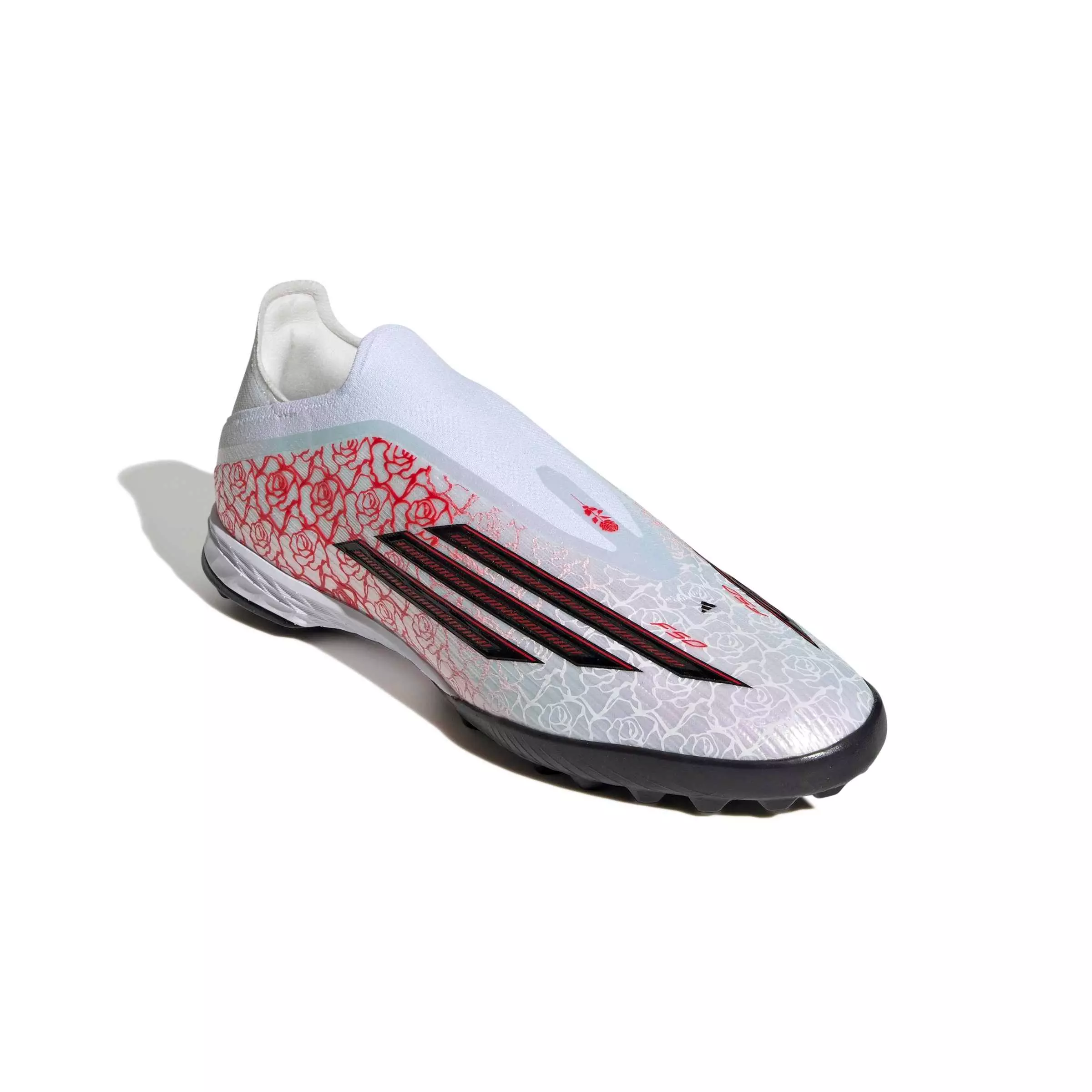 adidas F50 Pro Laceless Turf "Ftwr White/Core Black/Lucid Red" Men's Soccer Shoe - WHITE/BLACK/RED