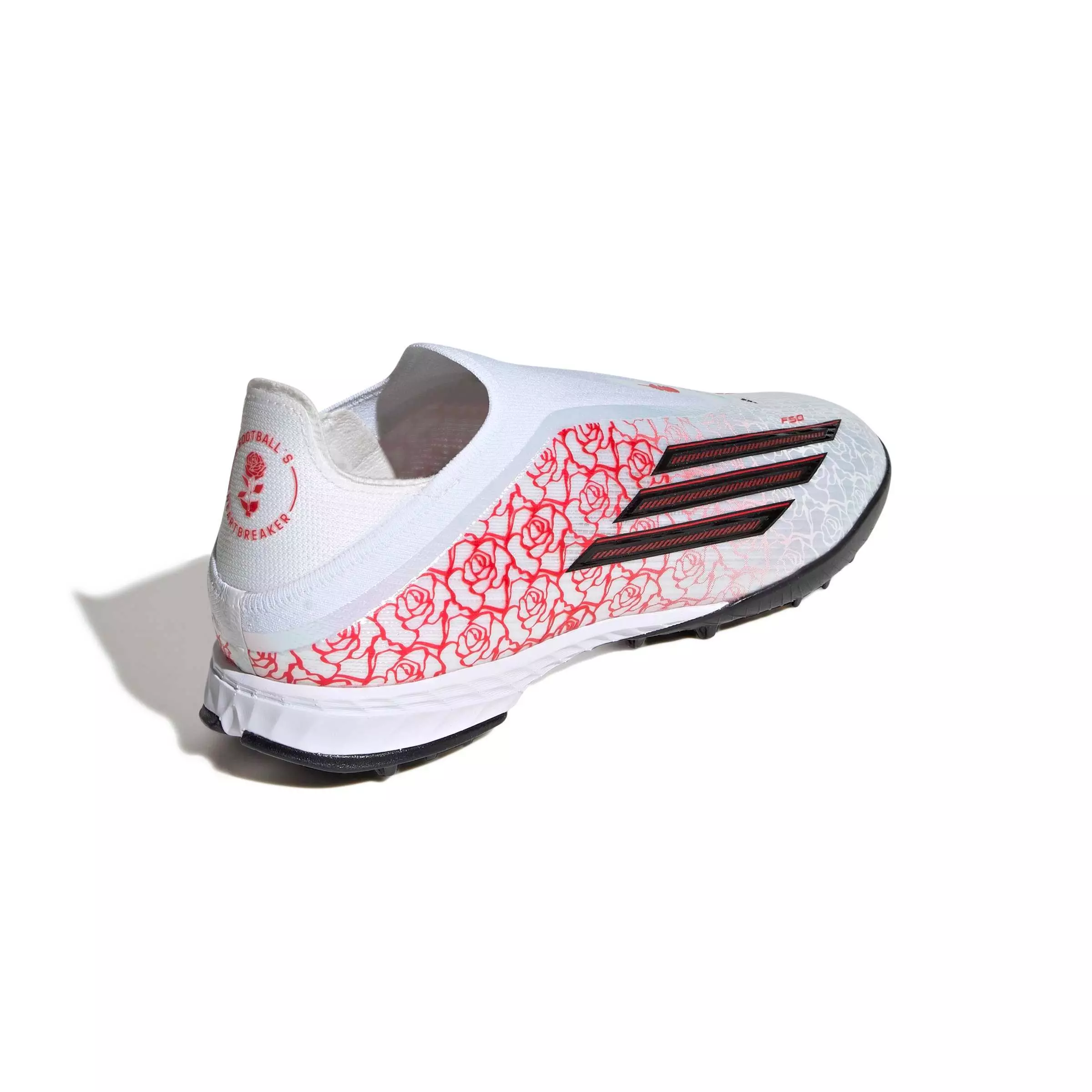 adidas F50 Pro Laceless Turf "Ftwr White/Core Black/Lucid Red" Men's Soccer Shoe - WHITE/BLACK/RED